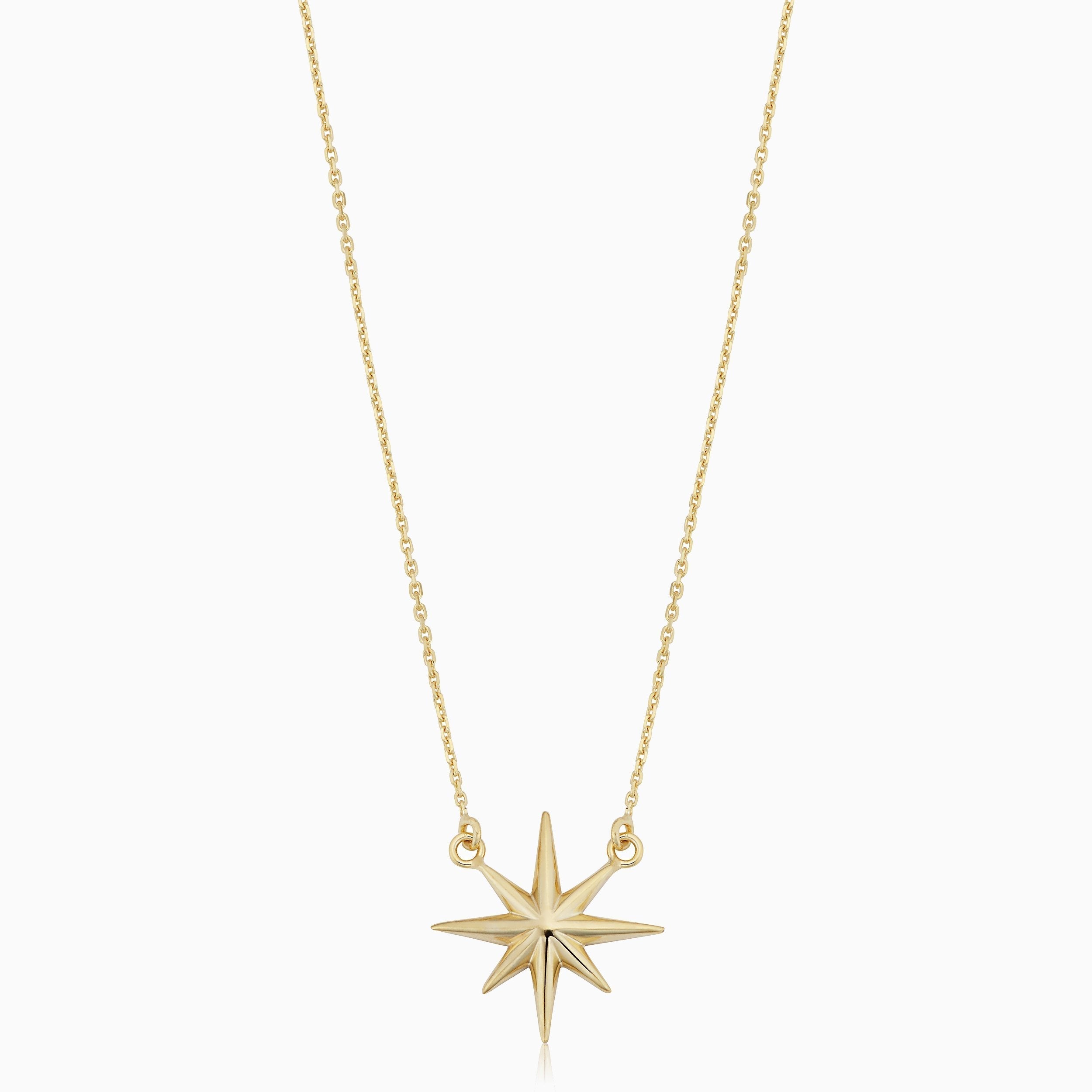 10K Gold North Star Pendant Necklace