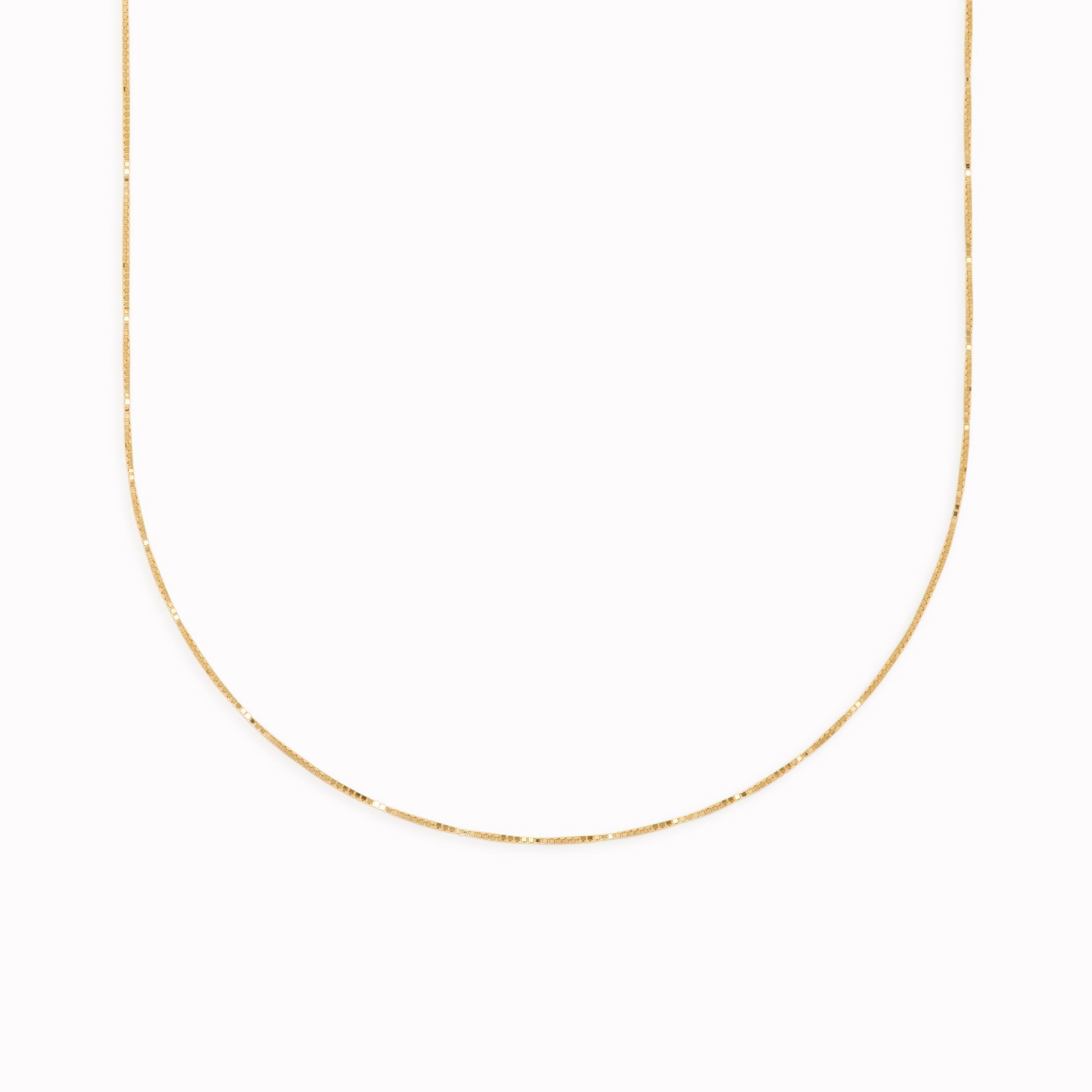 14K Gold Square Box Chain Necklace
