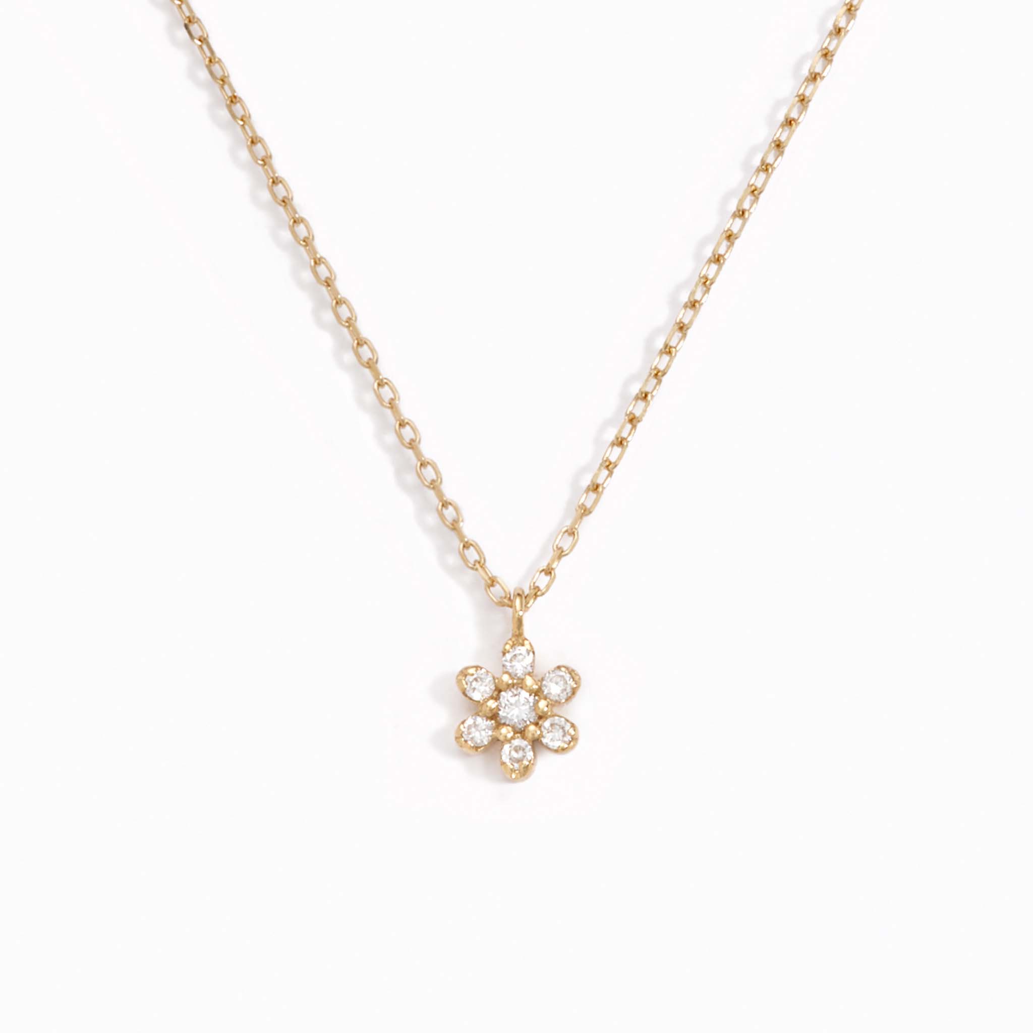 14K Gold Floral Diamond Necklace