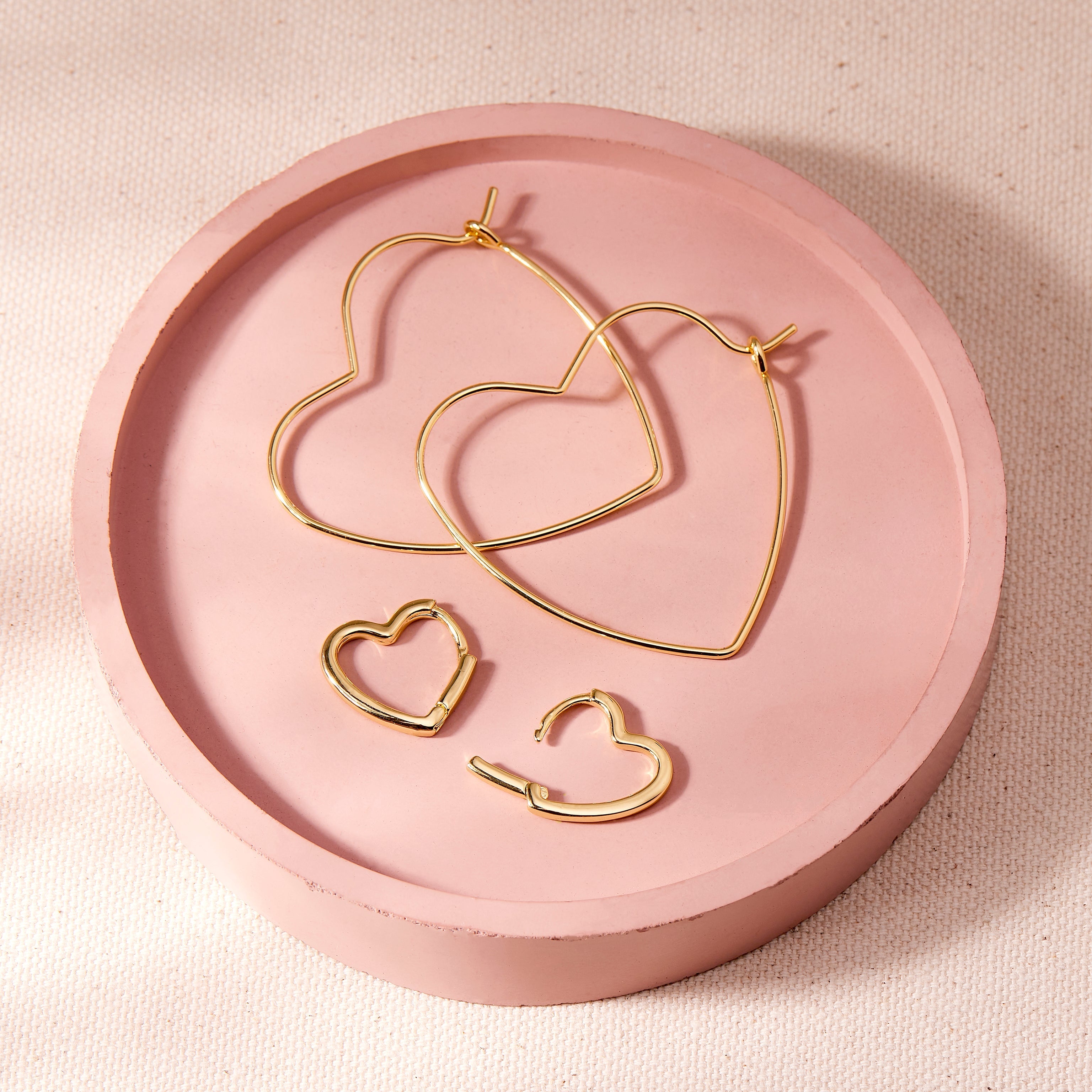 14K Gold Amora Heart Hoops