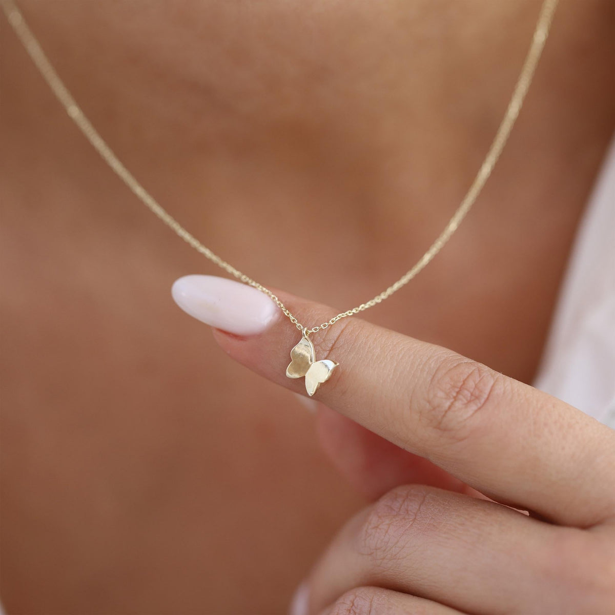 14k Gold Butterfly Necklace