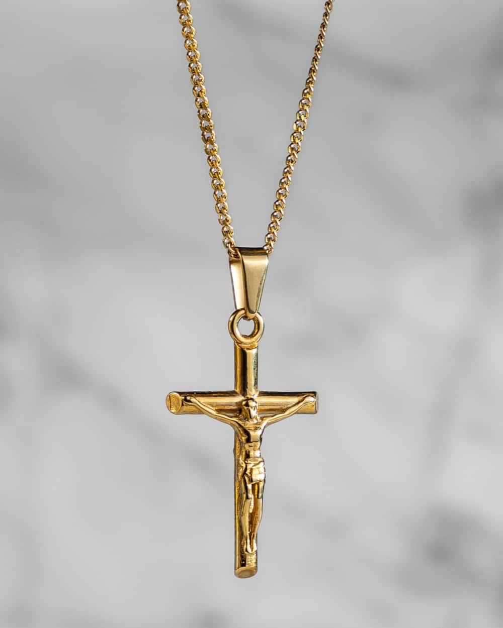 14K Gold Pure Crucifix Pendant Necklace