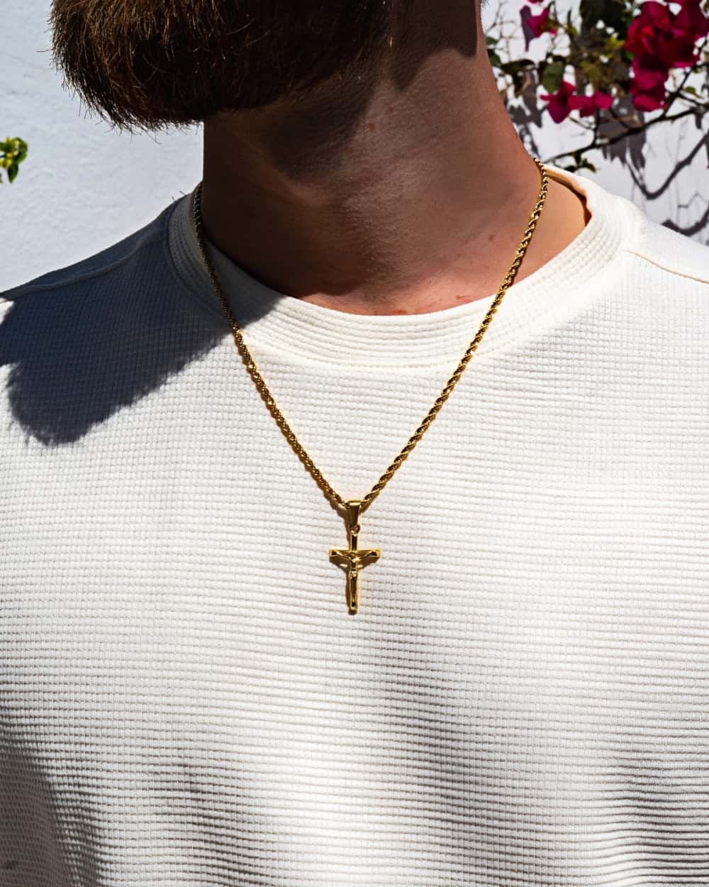 14K Gold Pure Crucifix Pendant Necklace