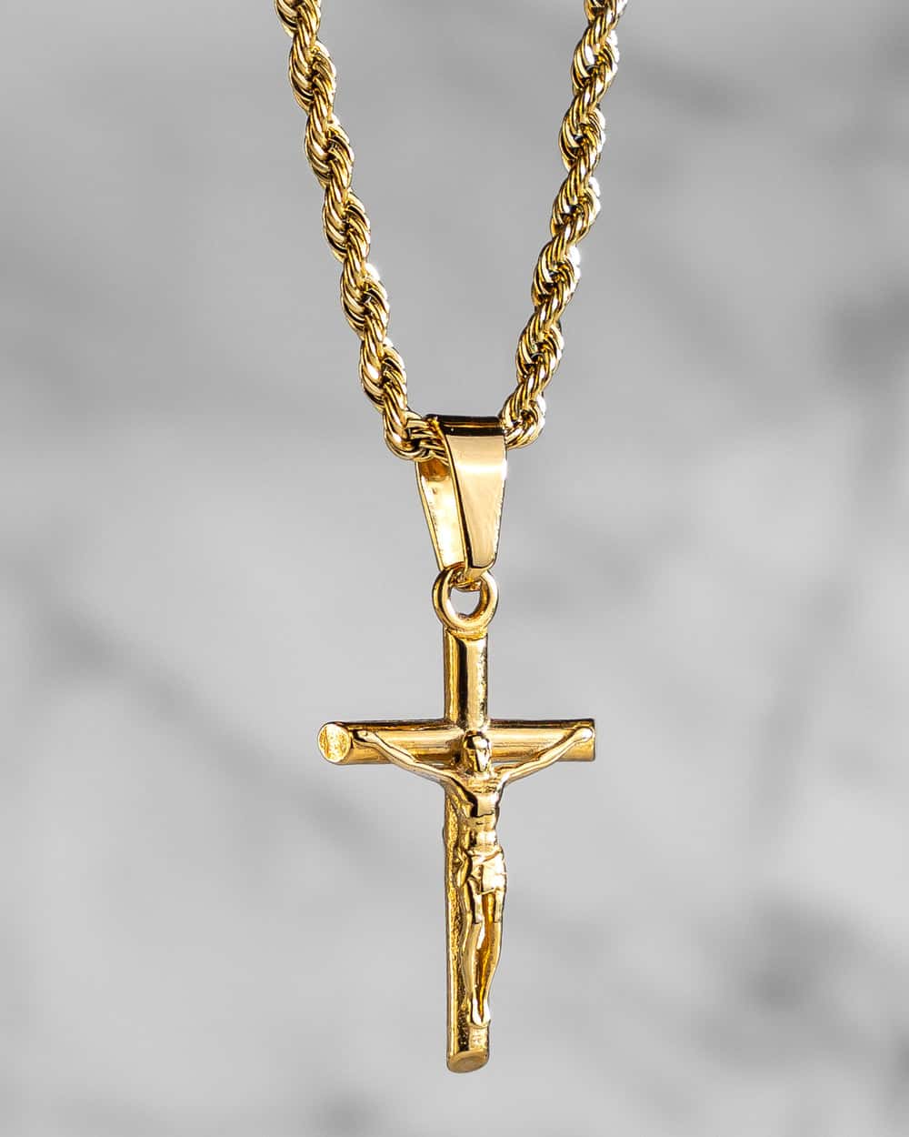 14K Gold Pure Crucifix Pendant Necklace