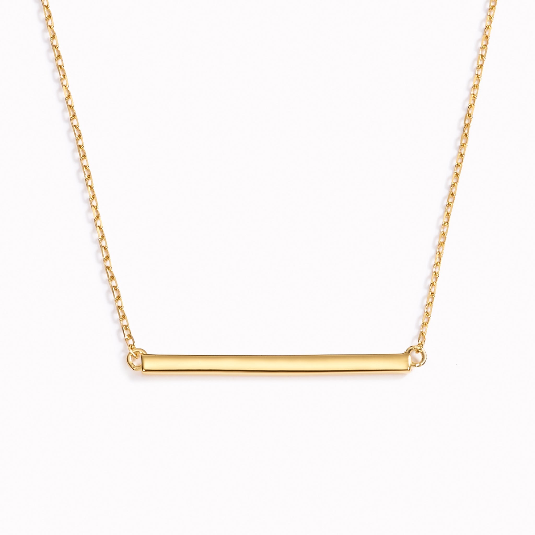 14K Gold Bar Linear Horizon Necklace