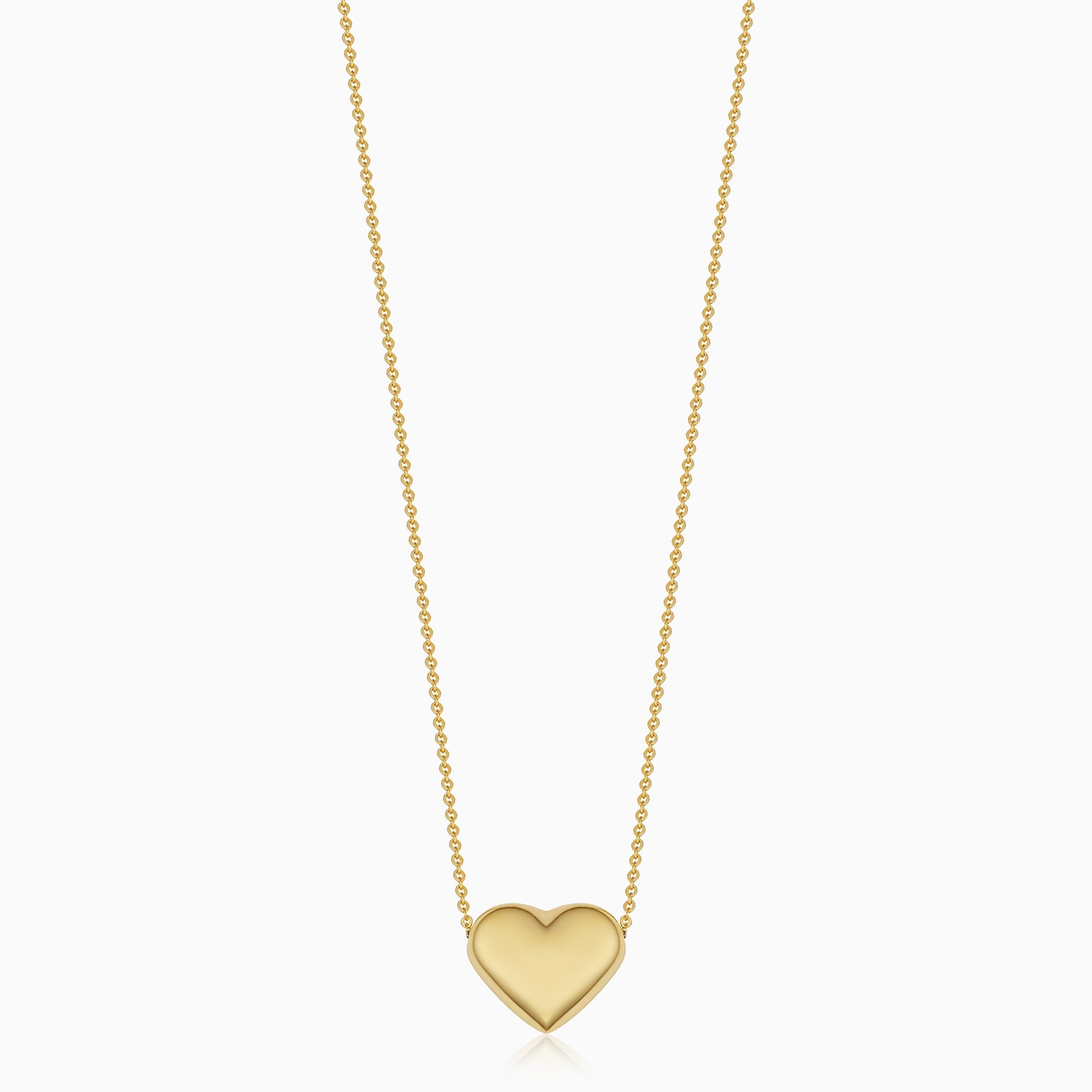 10K Gold Puffed Heart Pendant Necklace