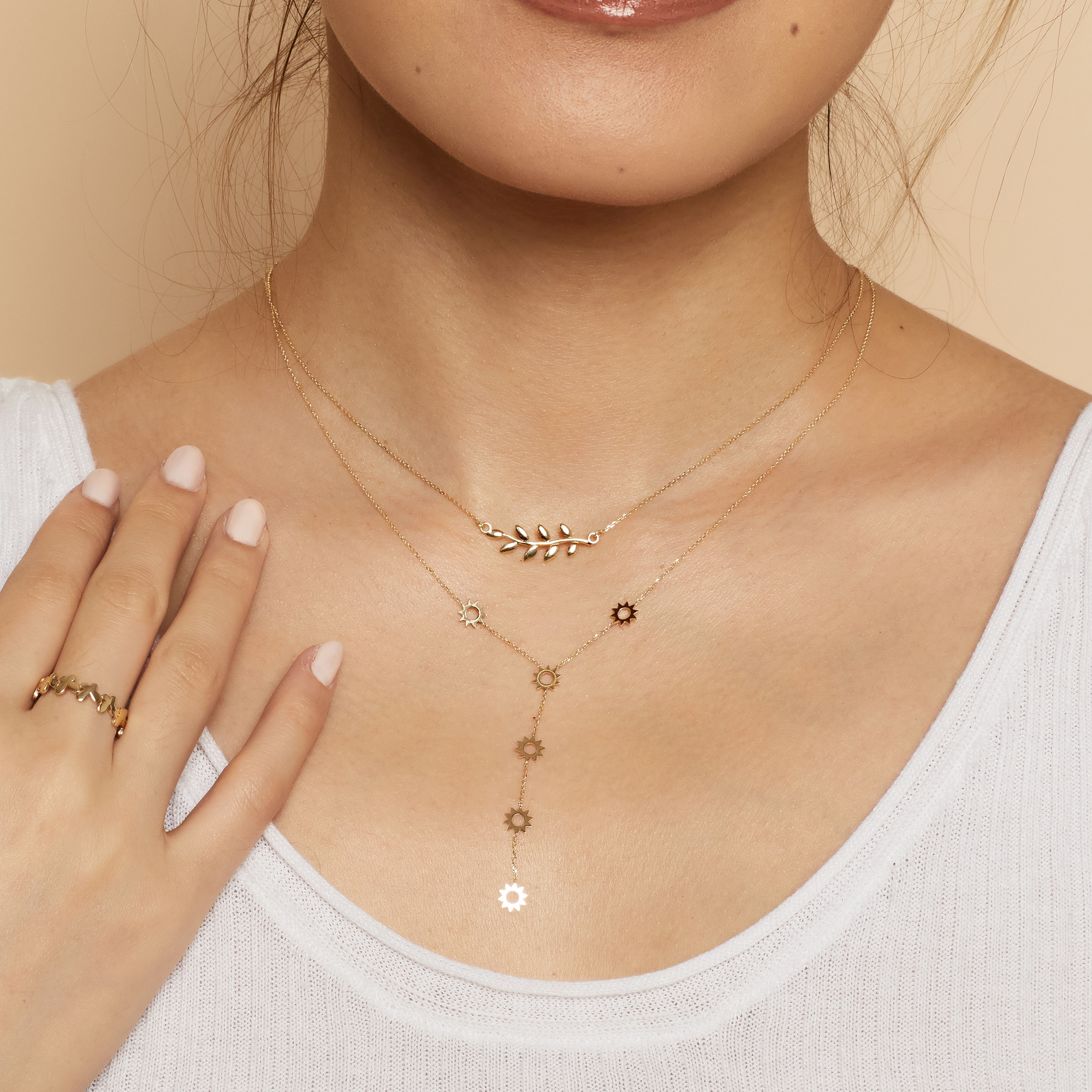 10K Gold Olive Branch Necklace
