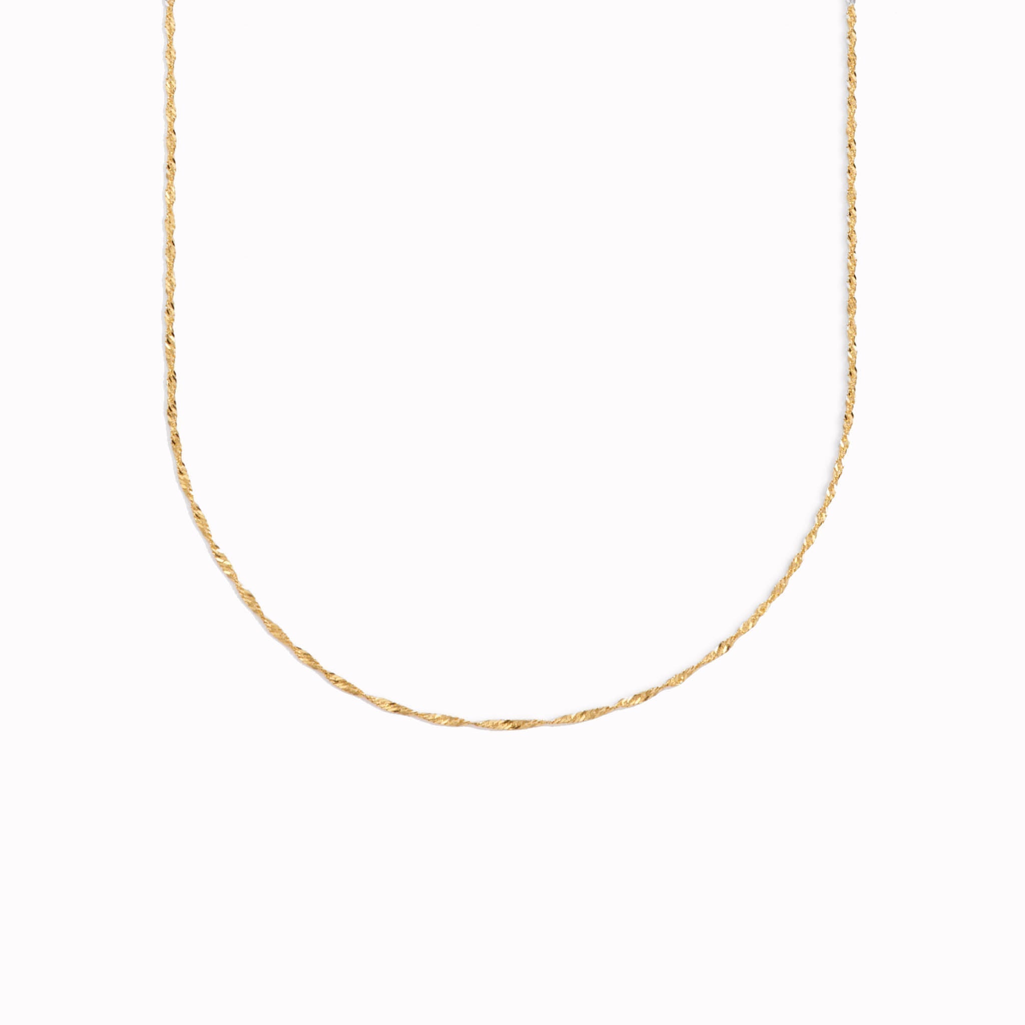 14K Gold Singapore Twist Chain Necklace - Adjustable 3 Lengths (16-20)
