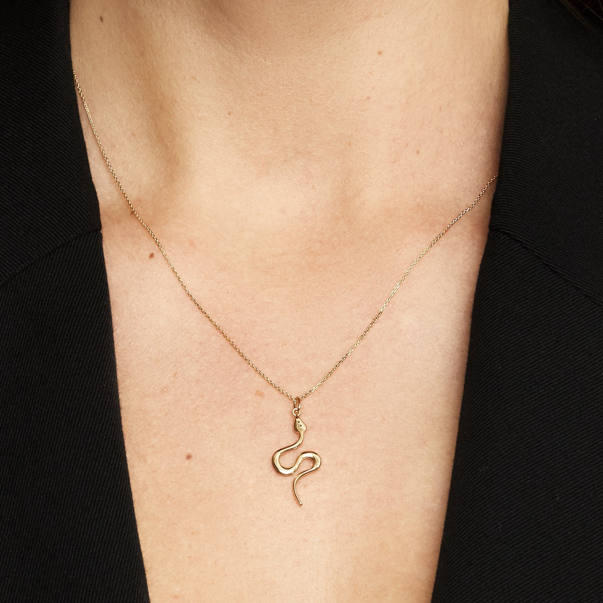 10K Gold White Topaz Serpent Necklace