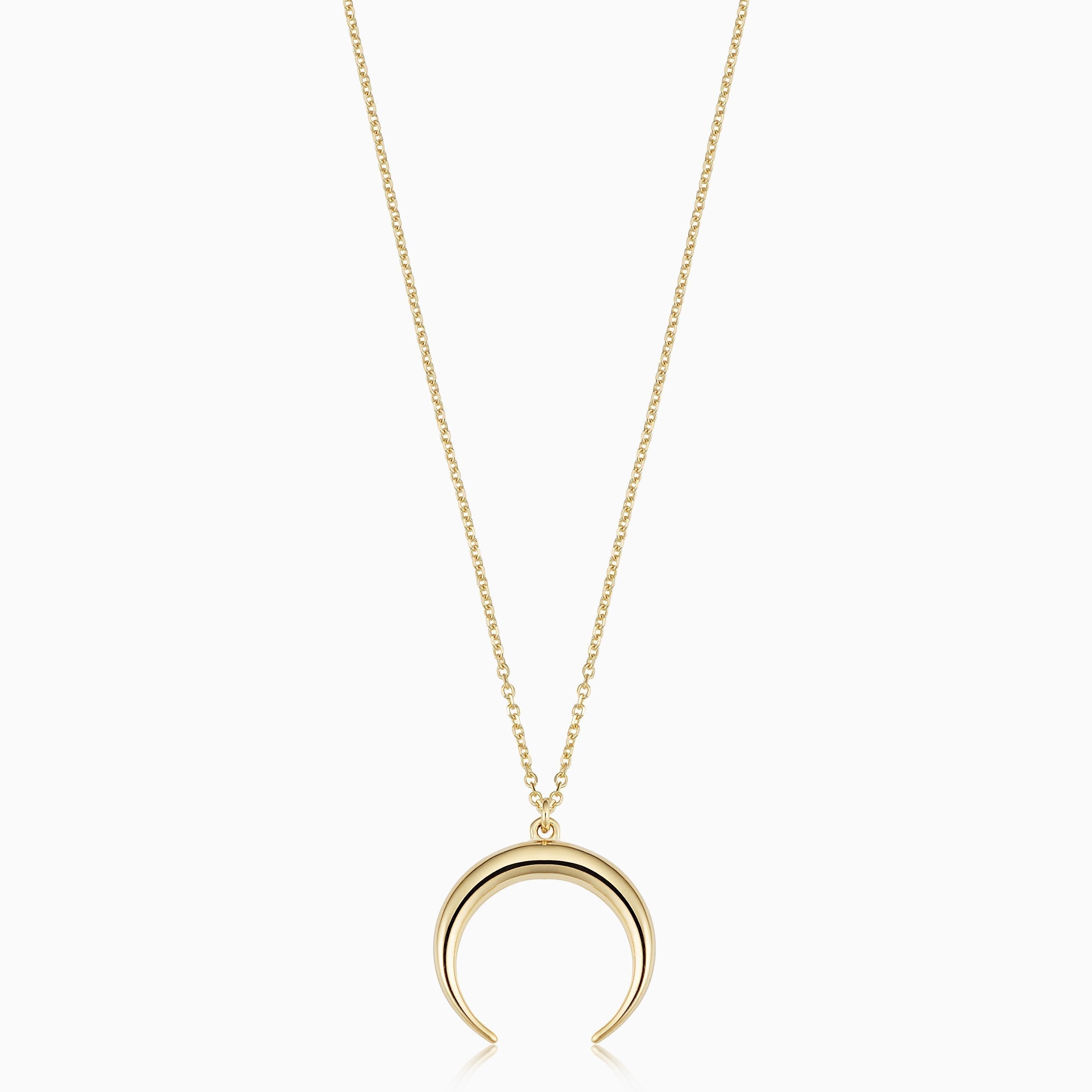 10K Gold Double Horn Necklace