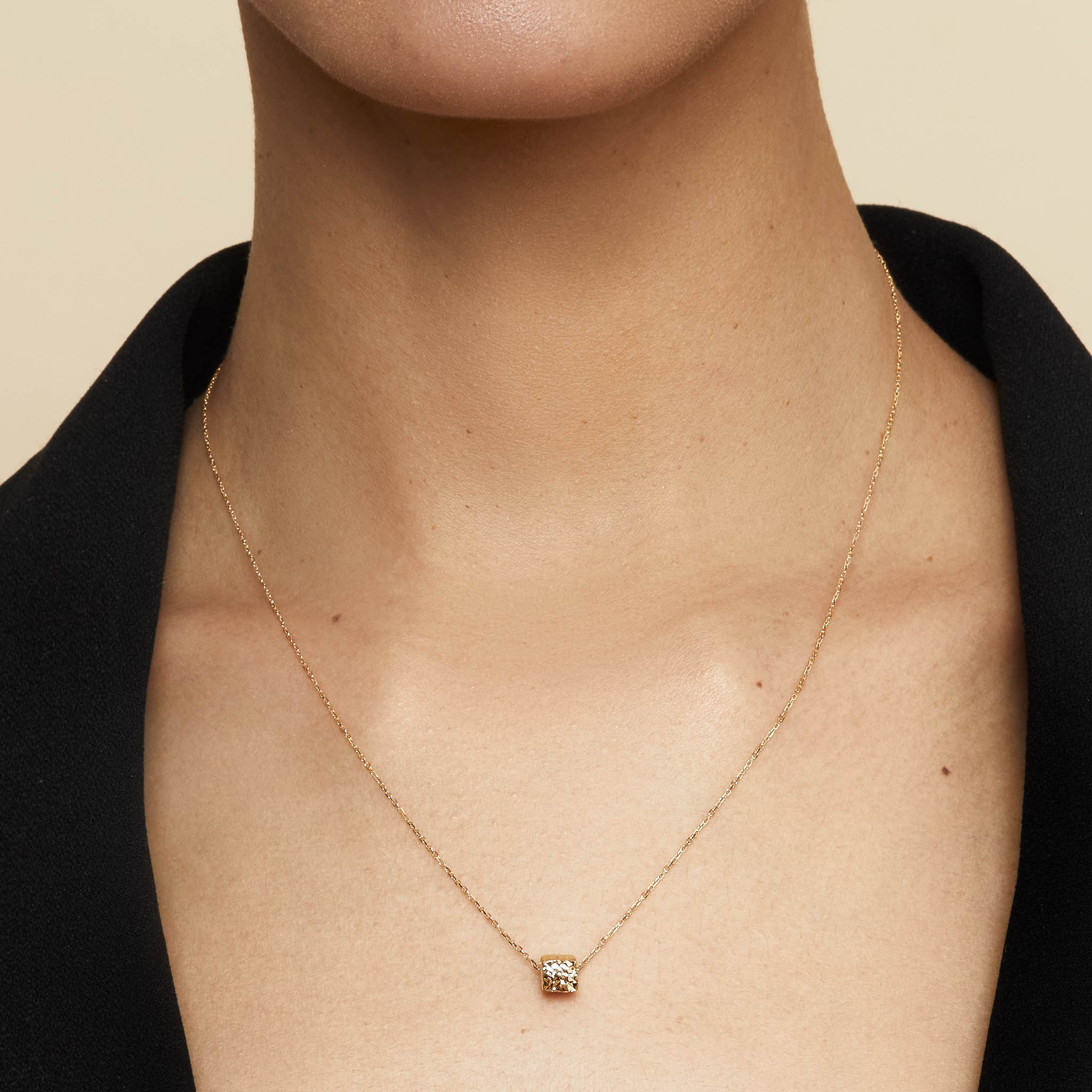 10K Gold Diamond-Cut Cubist Necklace