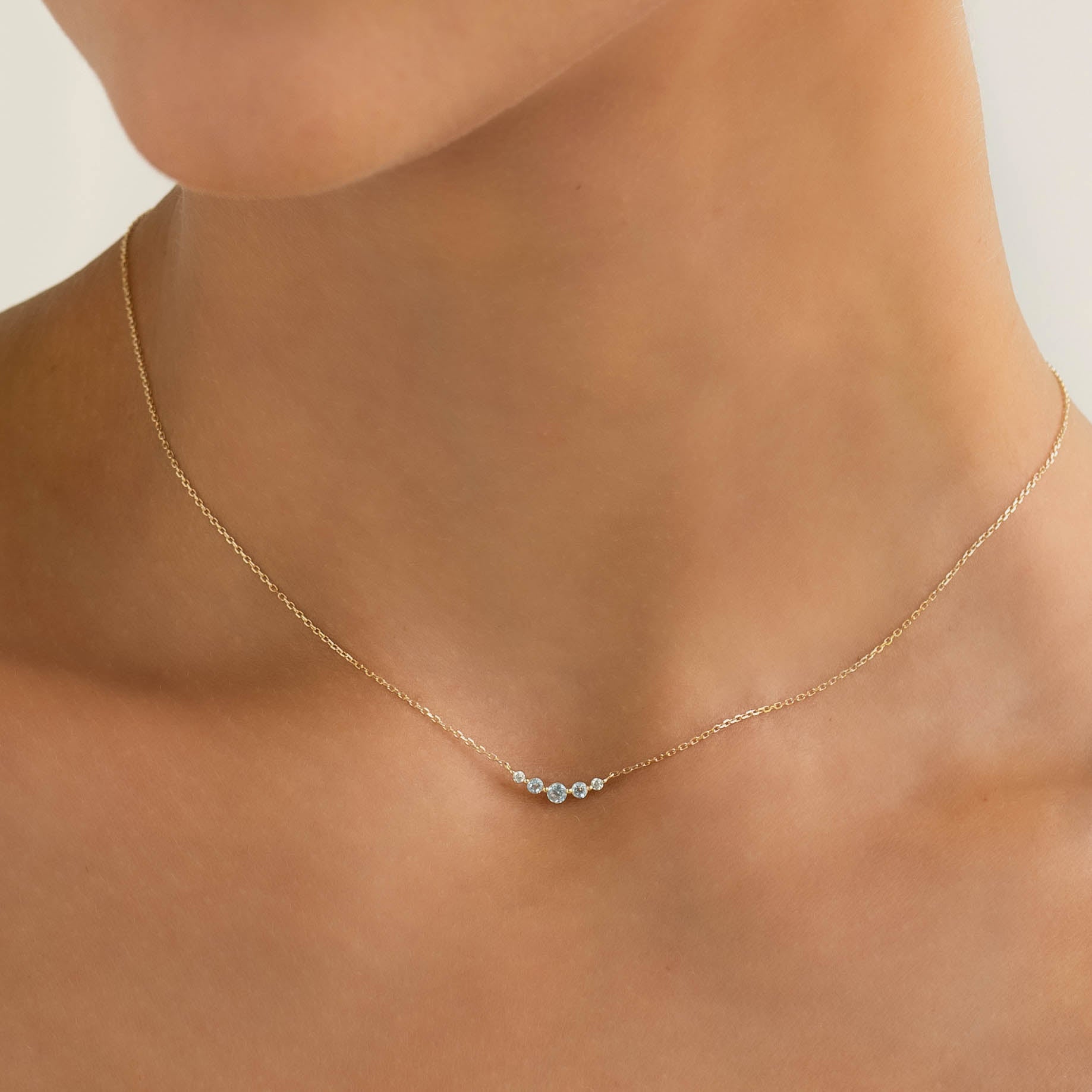 14K Gold Ginevra Graduated Gemstone Necklace