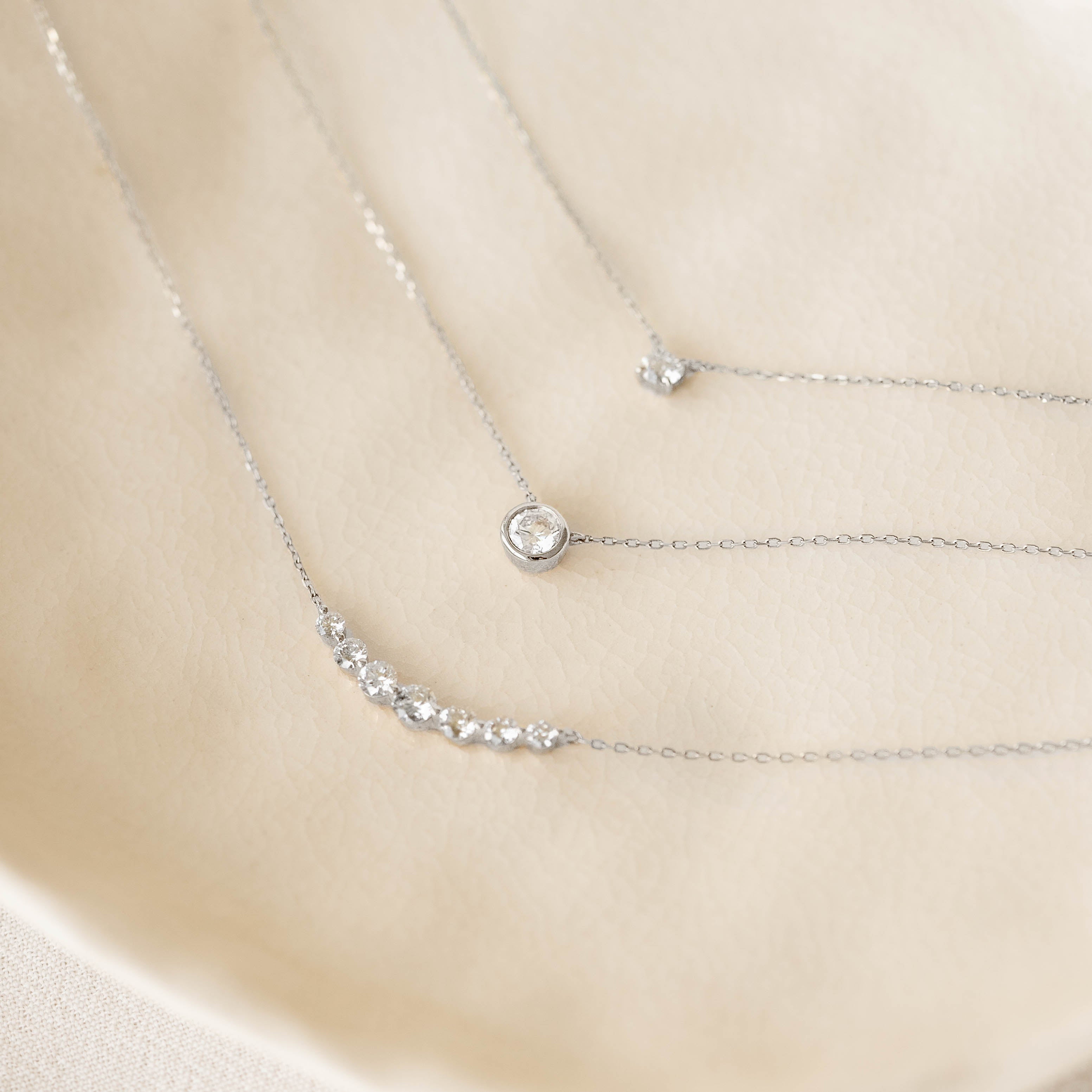 14K White Gold Classic Solitaire Diamond Necklace
