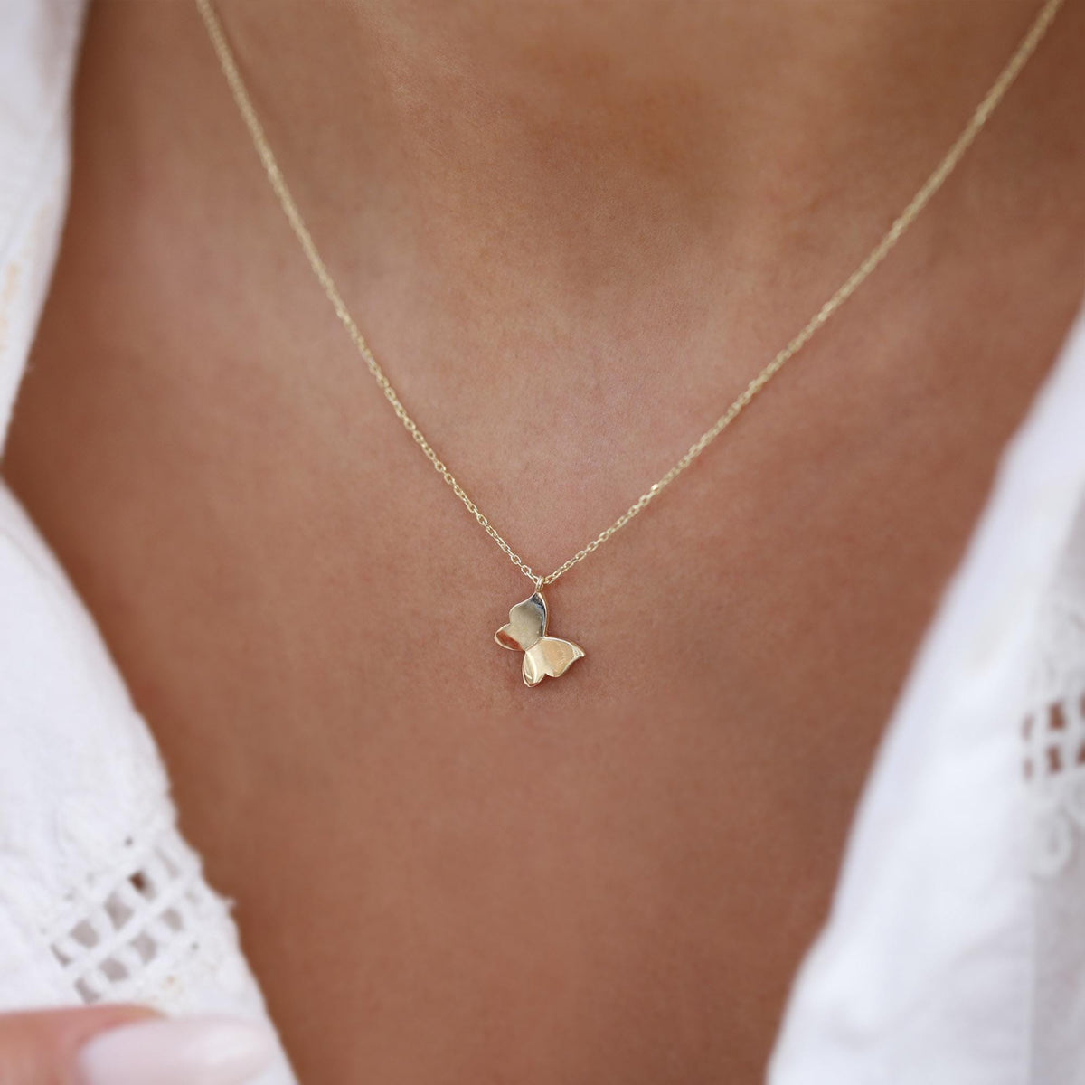 14k Gold Butterfly Necklace
