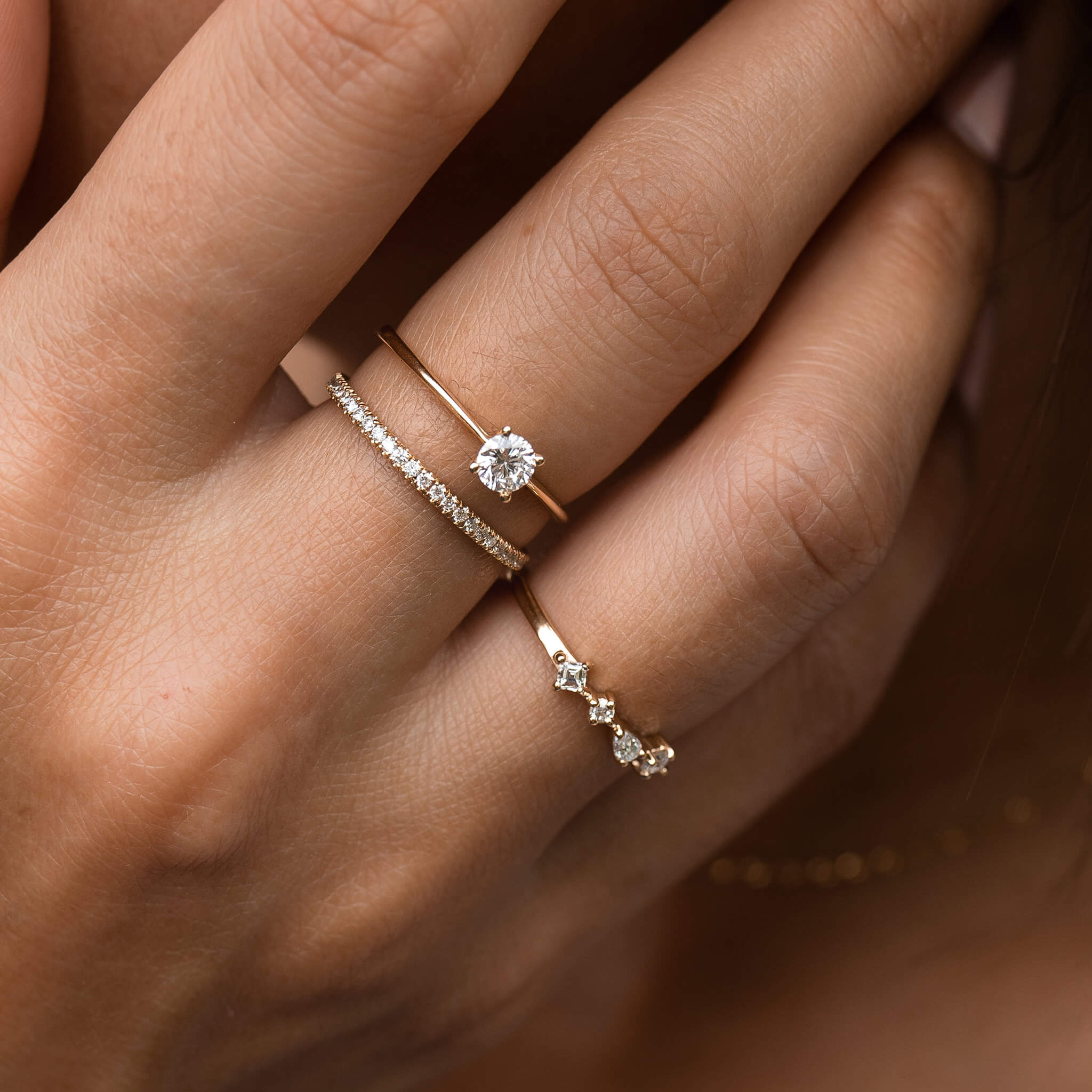 14K Gold Mixed Cut Diamond Band Ring