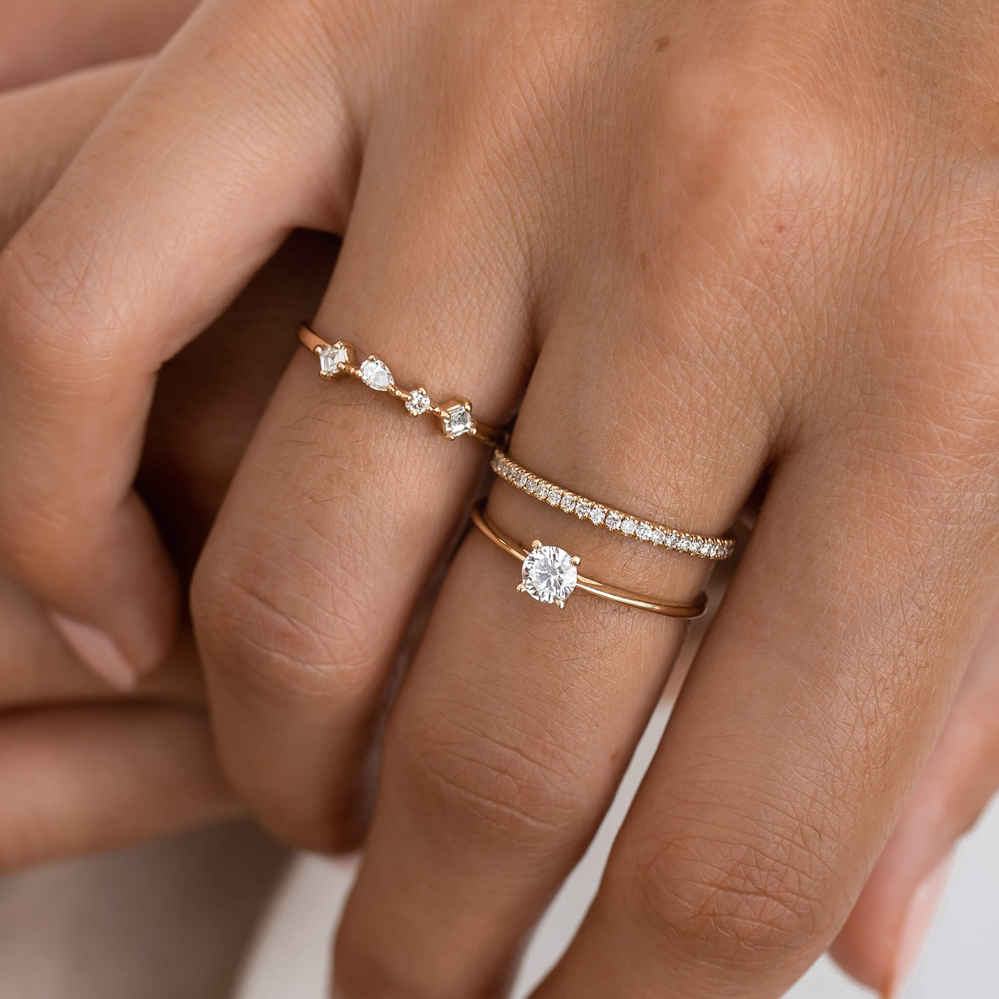 14K Gold Mixed Cut Diamond Band Ring