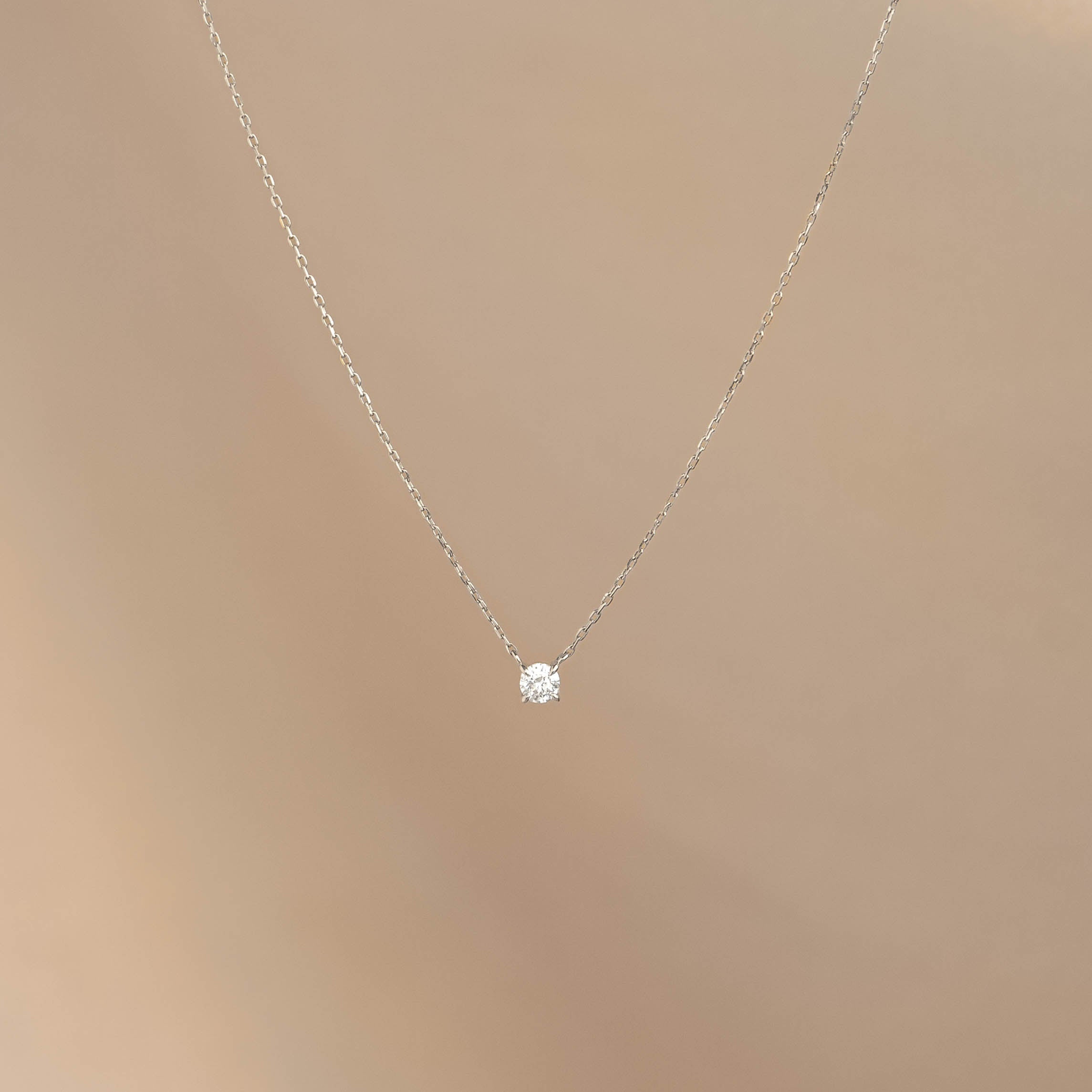 14K White Gold Floating Diamond Necklace