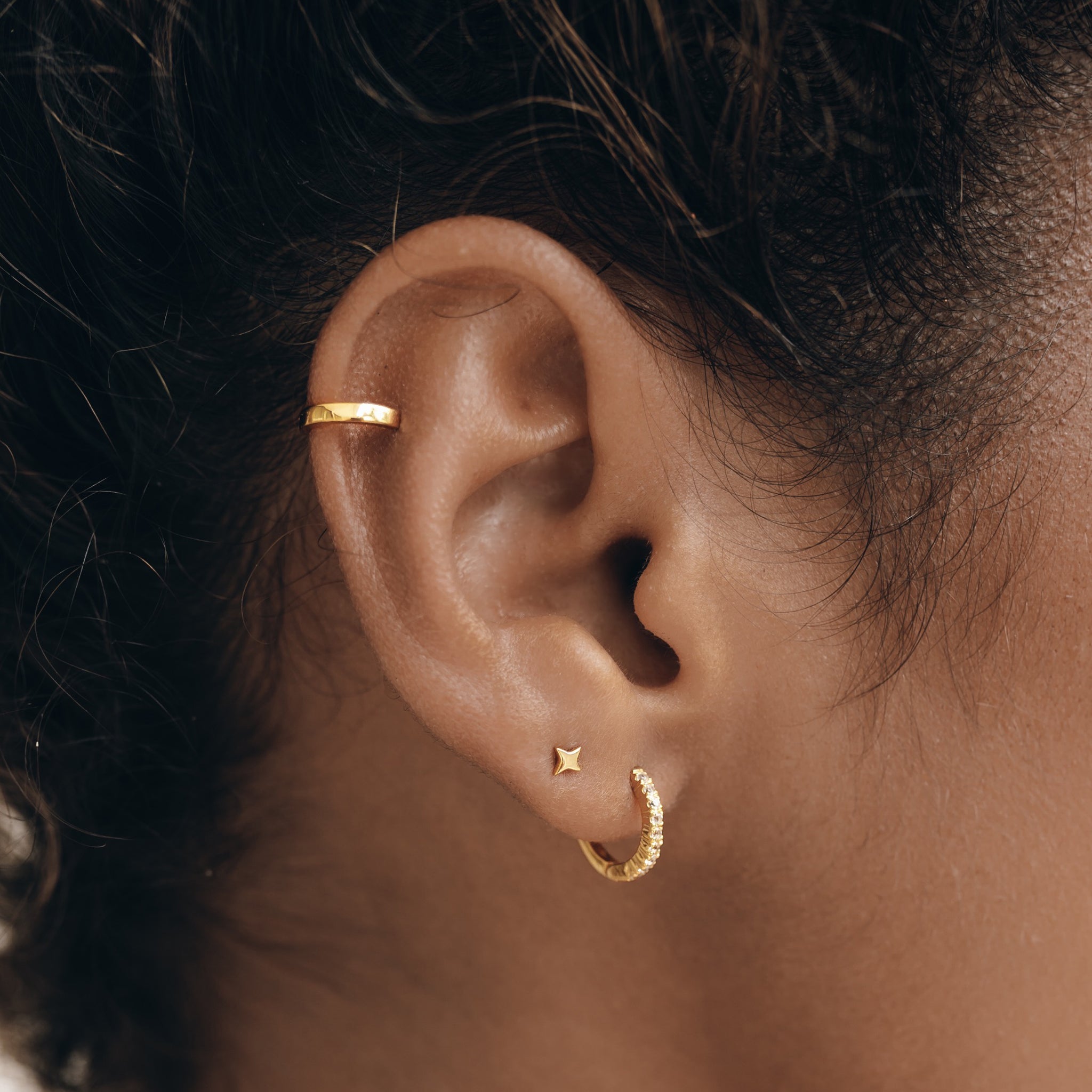 14K Gold Stellar Whisper Star Stud Earrings