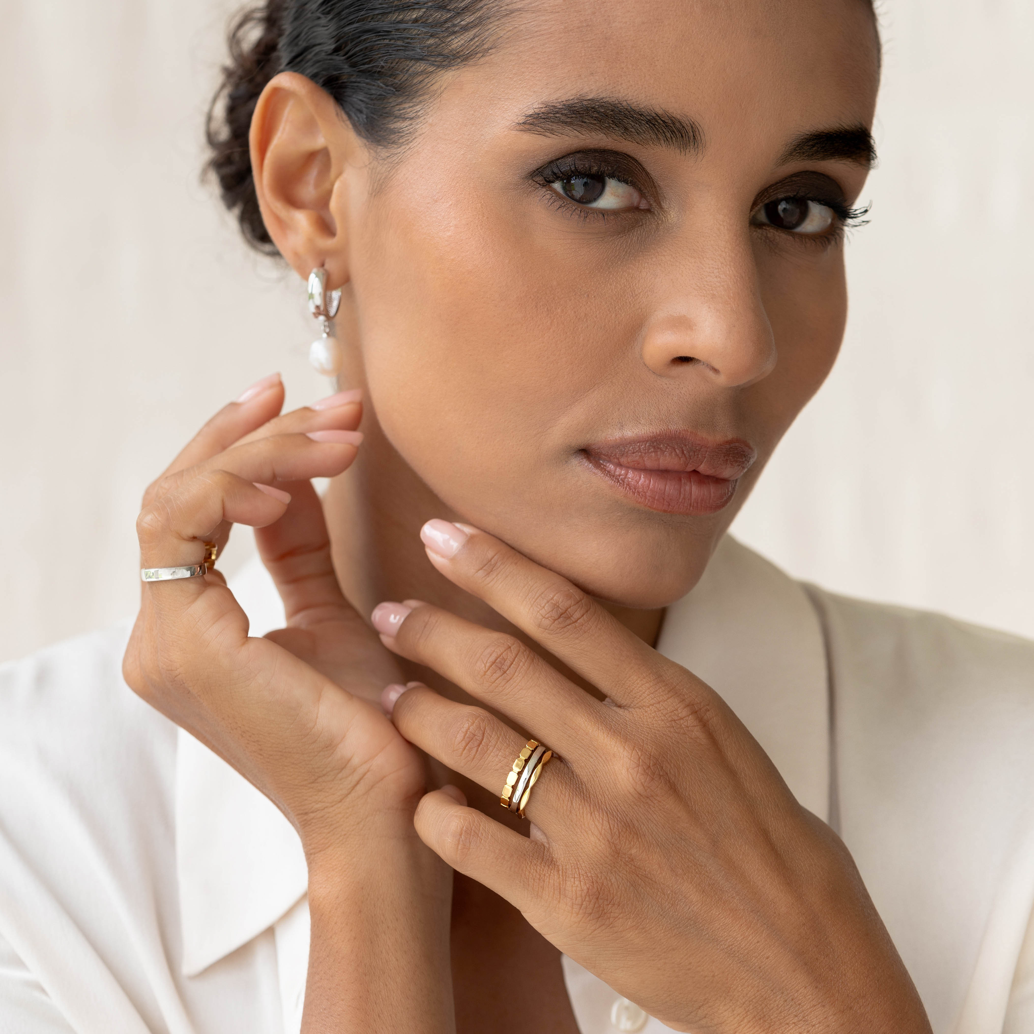 14K Gold Faceted Delicate Stacking Ring