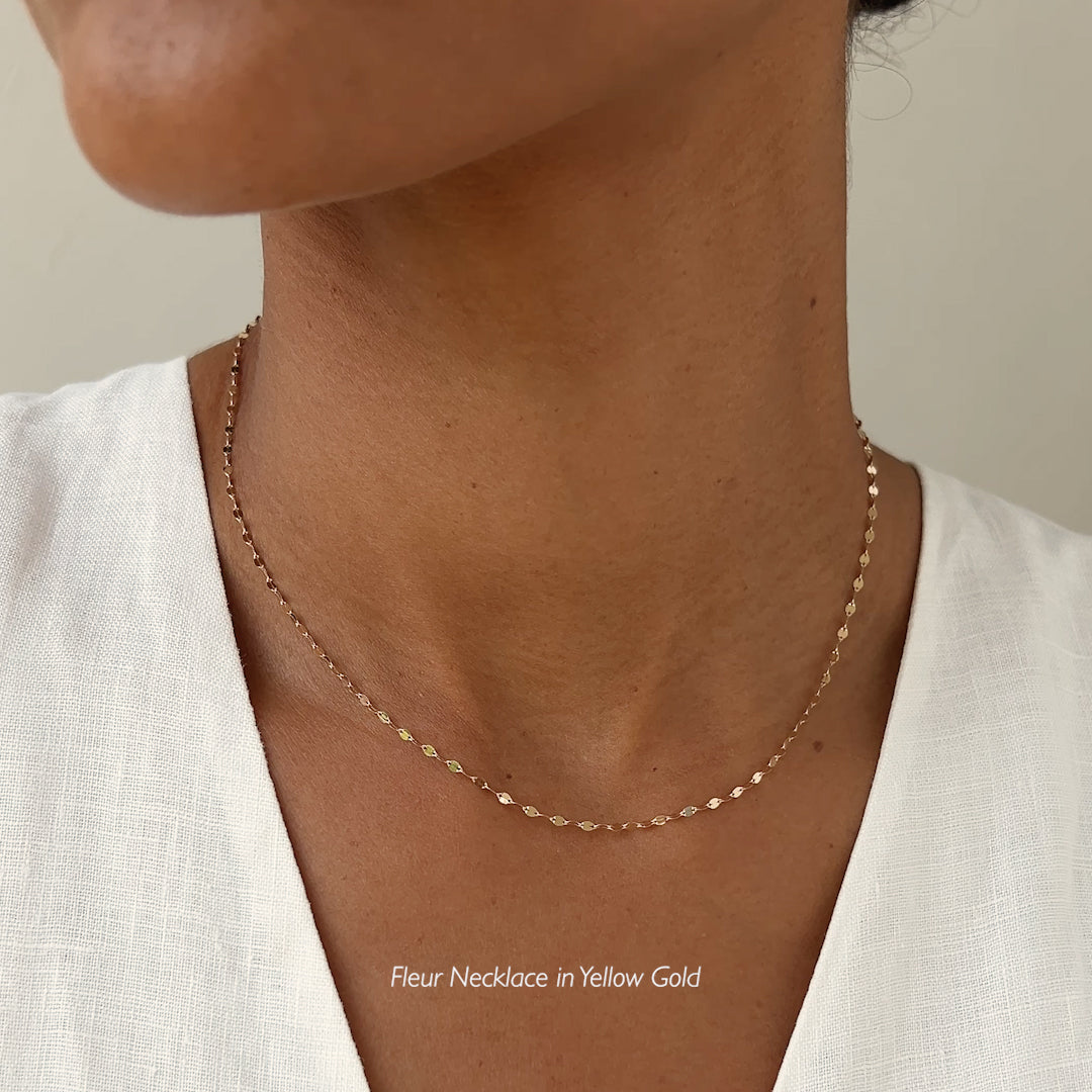 14K White Gold Petal Link Chain Necklace
