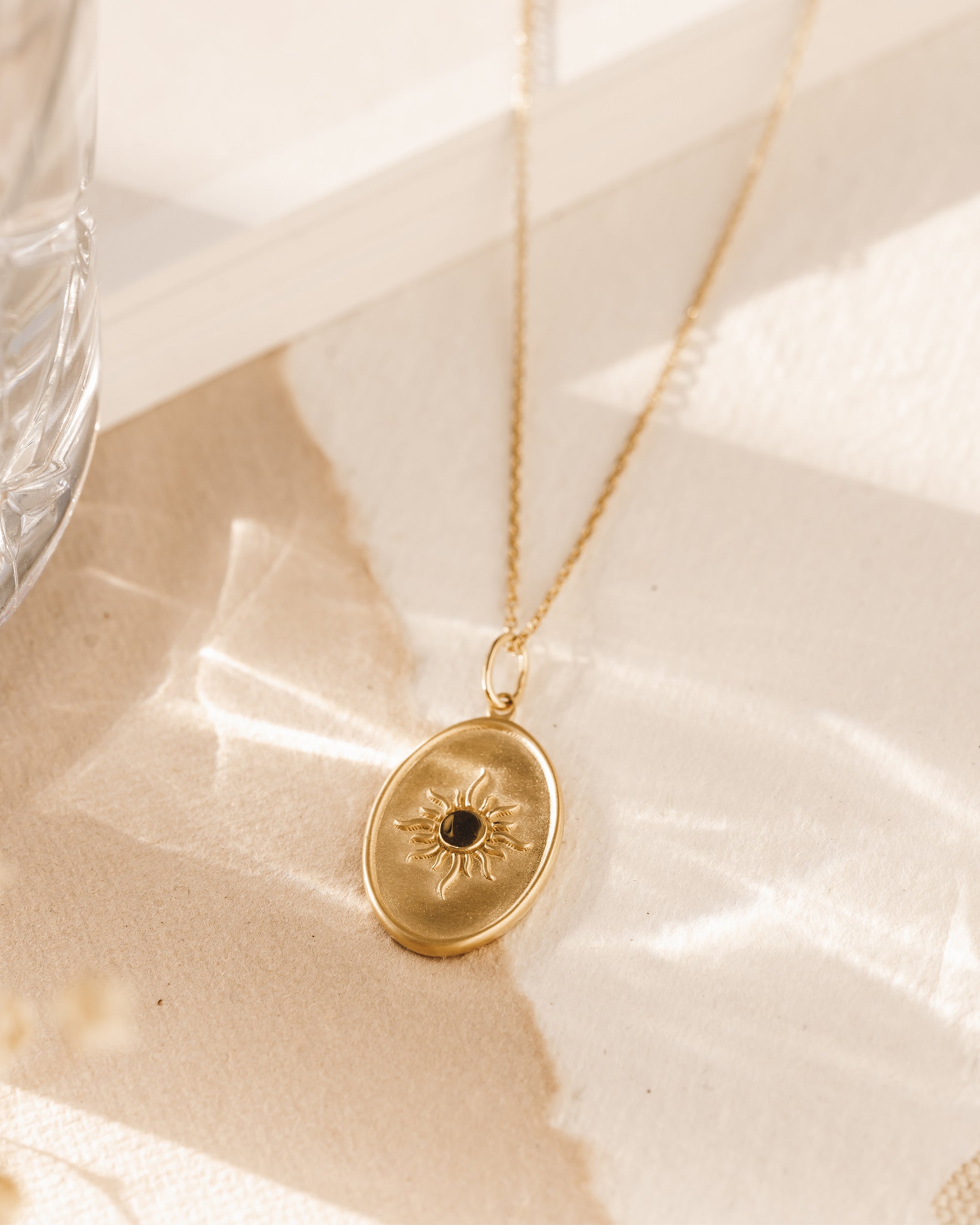 14K Gold Sun Medallion Necklace