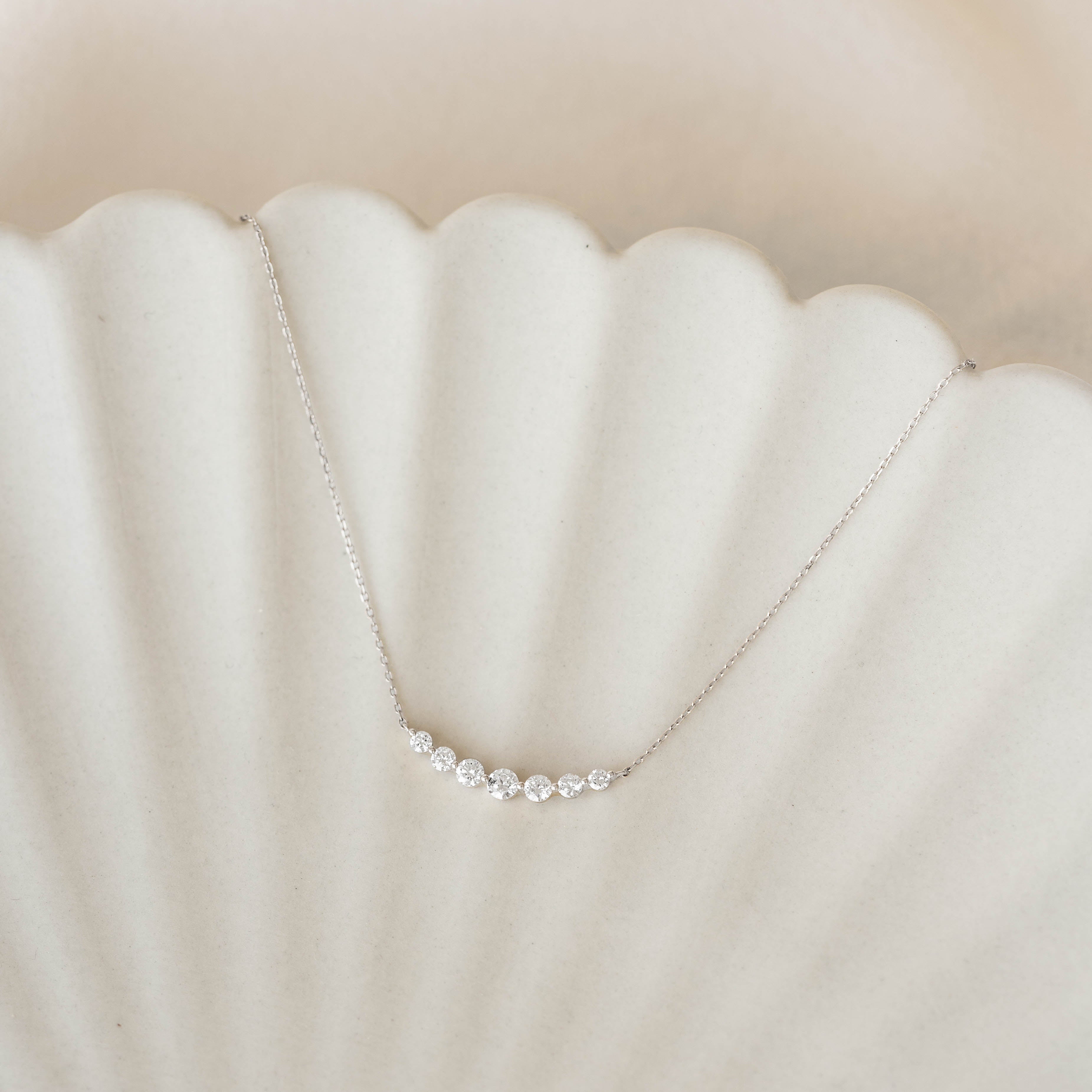 14K White Gold Caterina Graduated Diamond Necklace