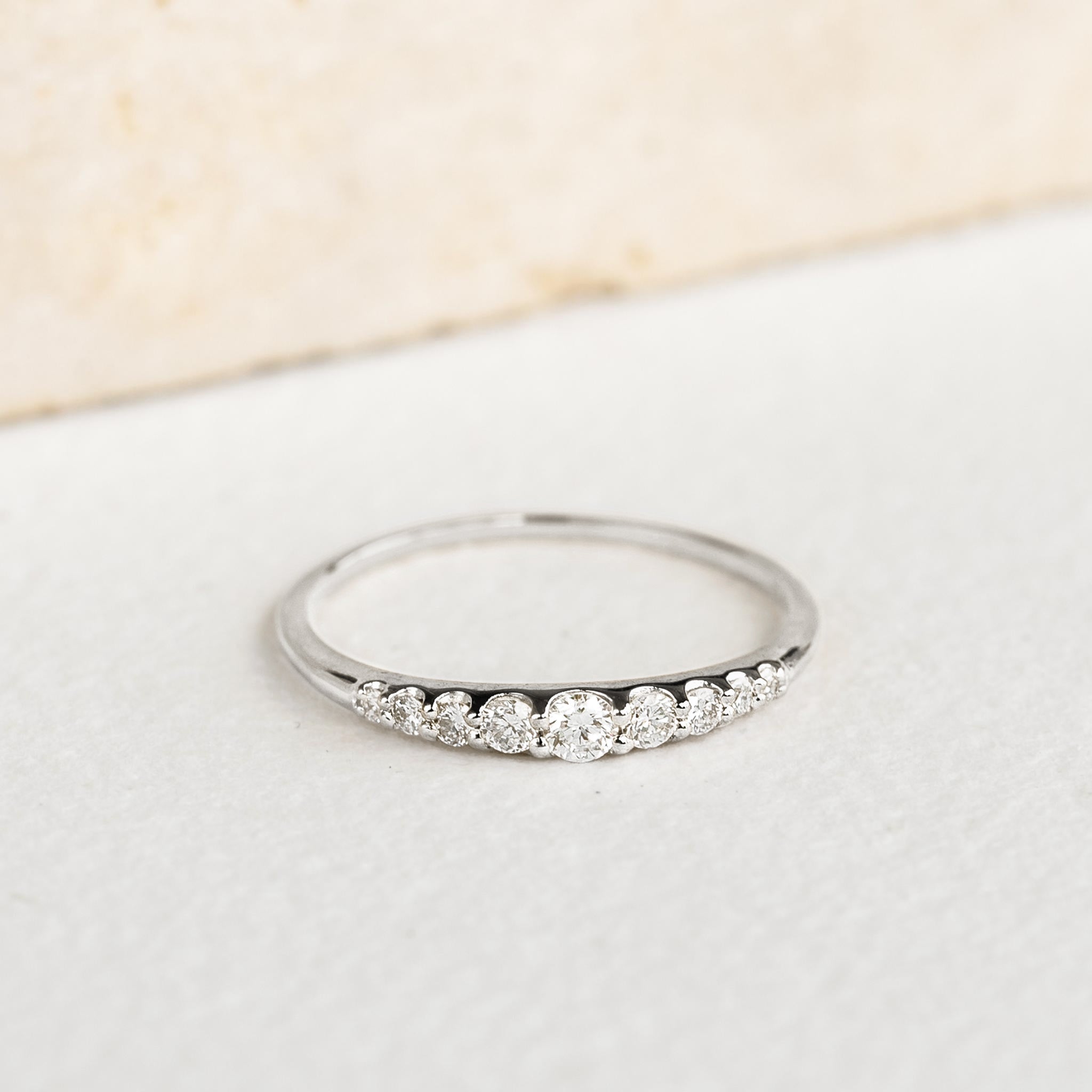 14K White Gold Graduated Diamond Band Ring