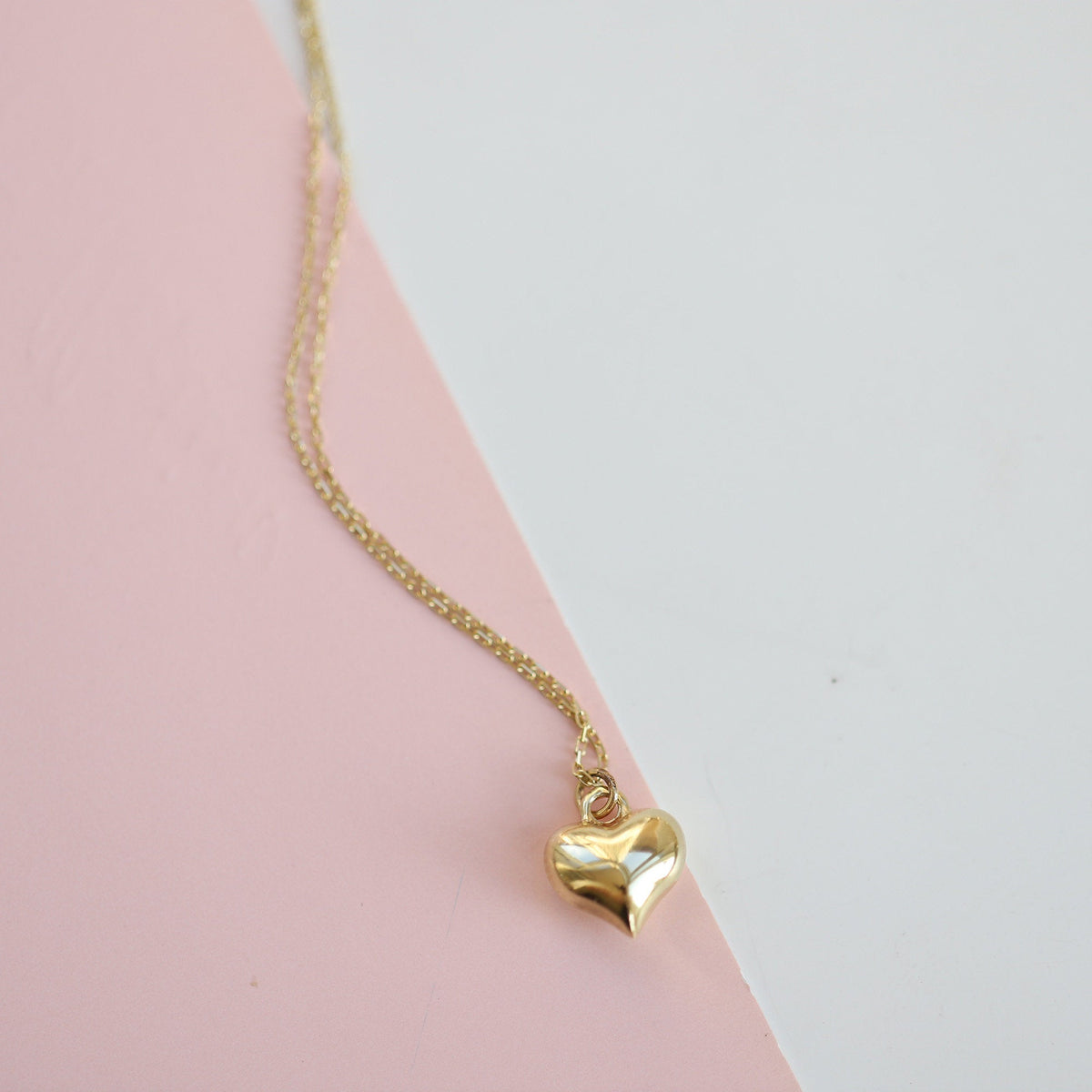 14k Gold Rounded Heart Pendant Necklace