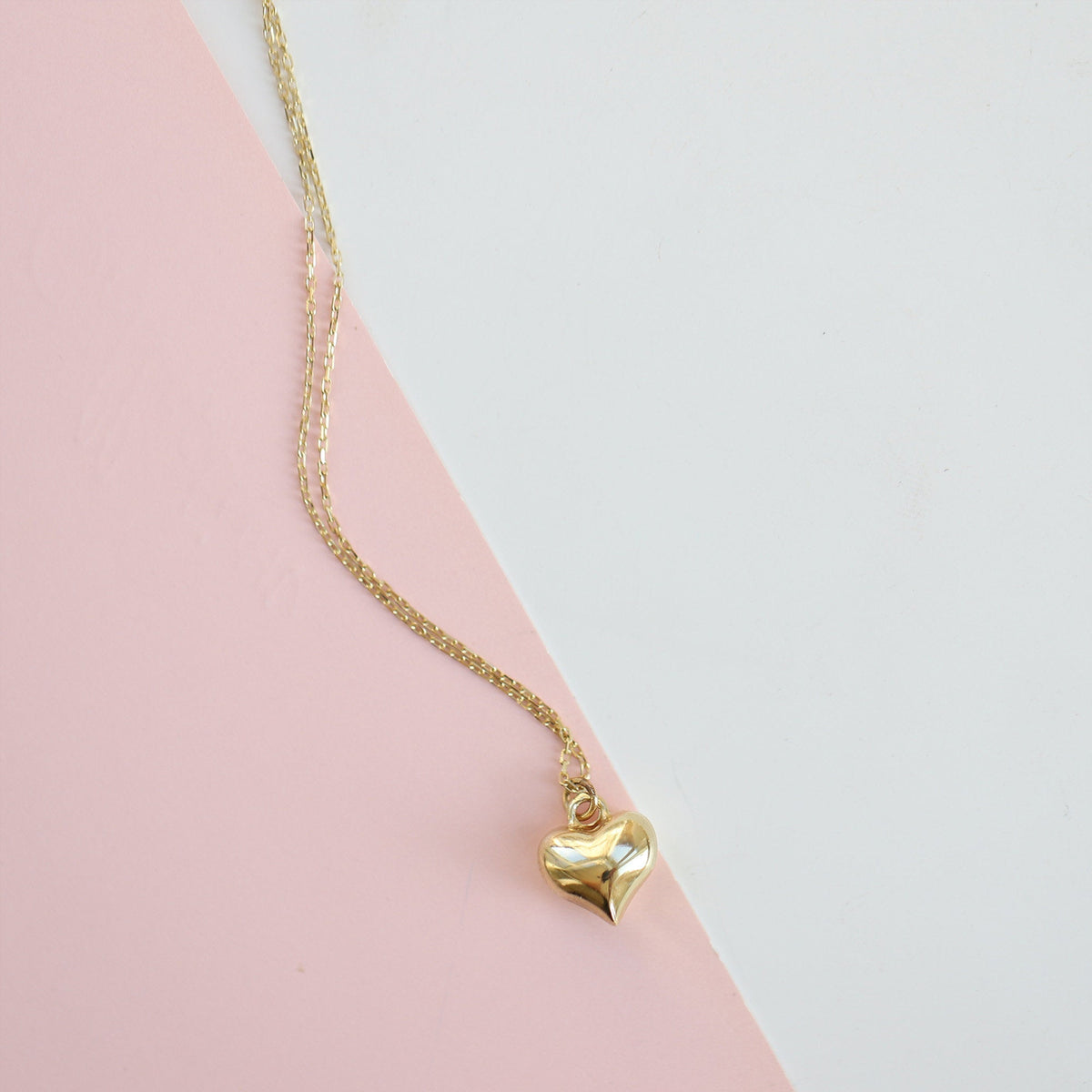 14k Gold Rounded Heart Pendant Necklace