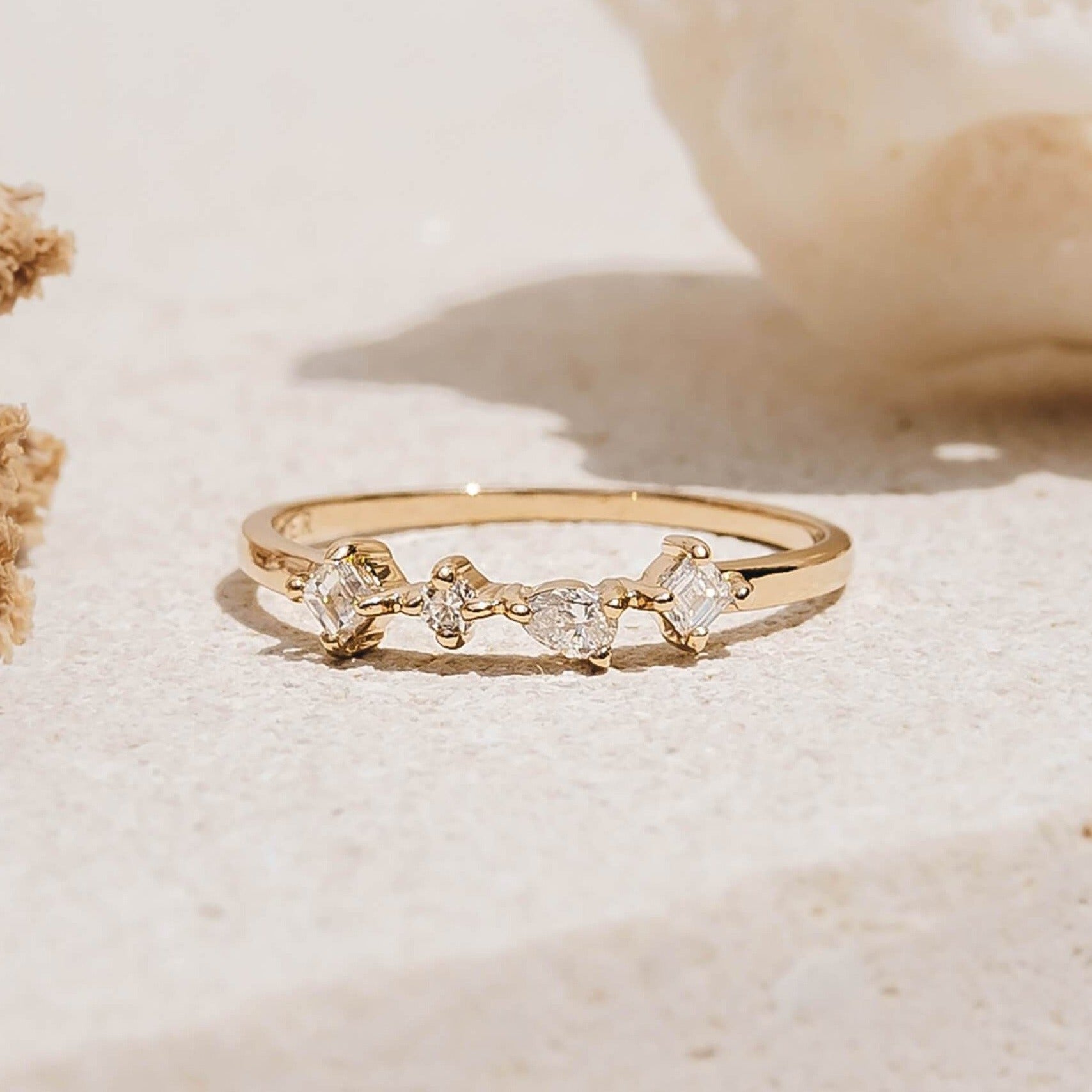 14K Gold Mixed Cut Diamond Band Ring