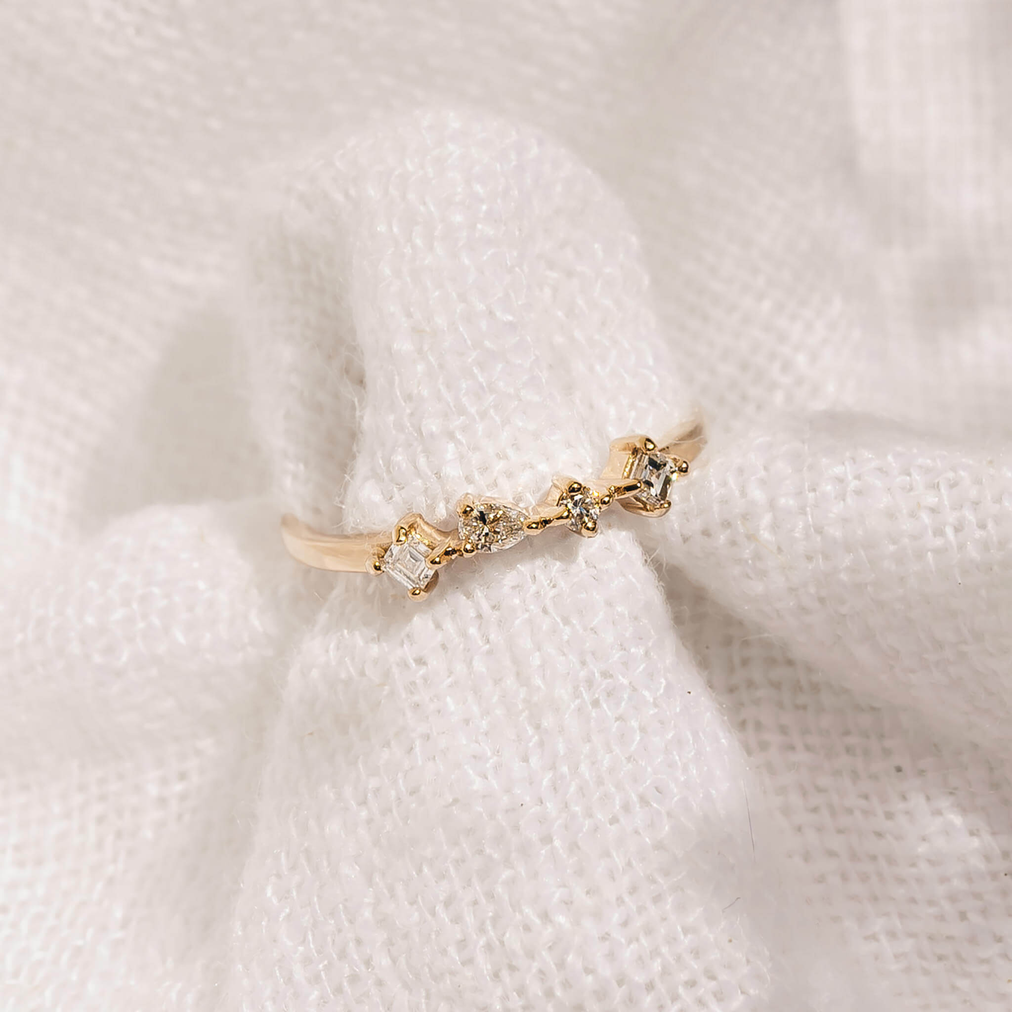 14K Gold Mixed Cut Diamond Band Ring