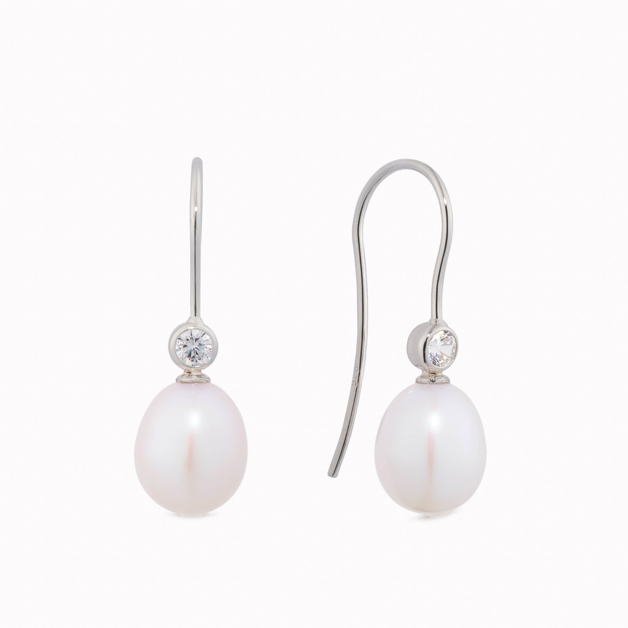Luna Dewdrop Pearl & CZ Drop Earrings