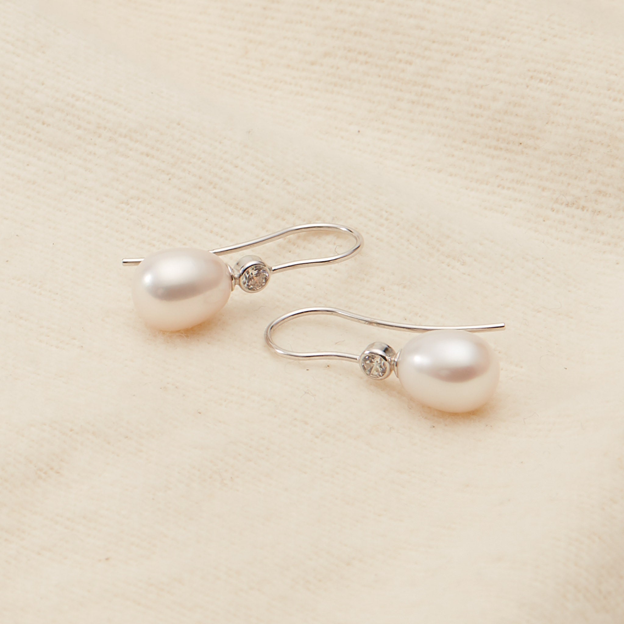 Luna Dewdrop Pearl & CZ Drop Earrings