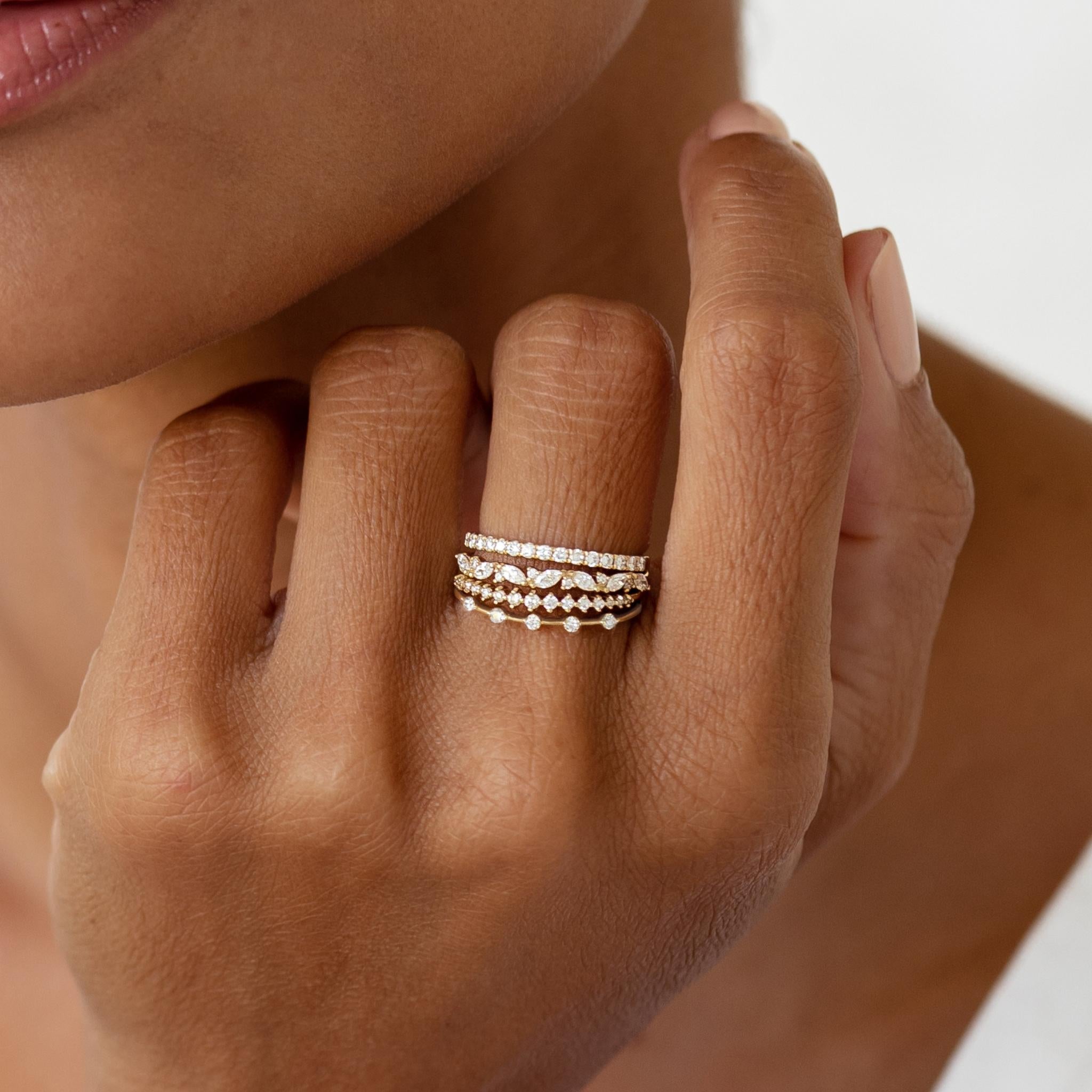 14K Gold Five-Stone Diamond Band Ring