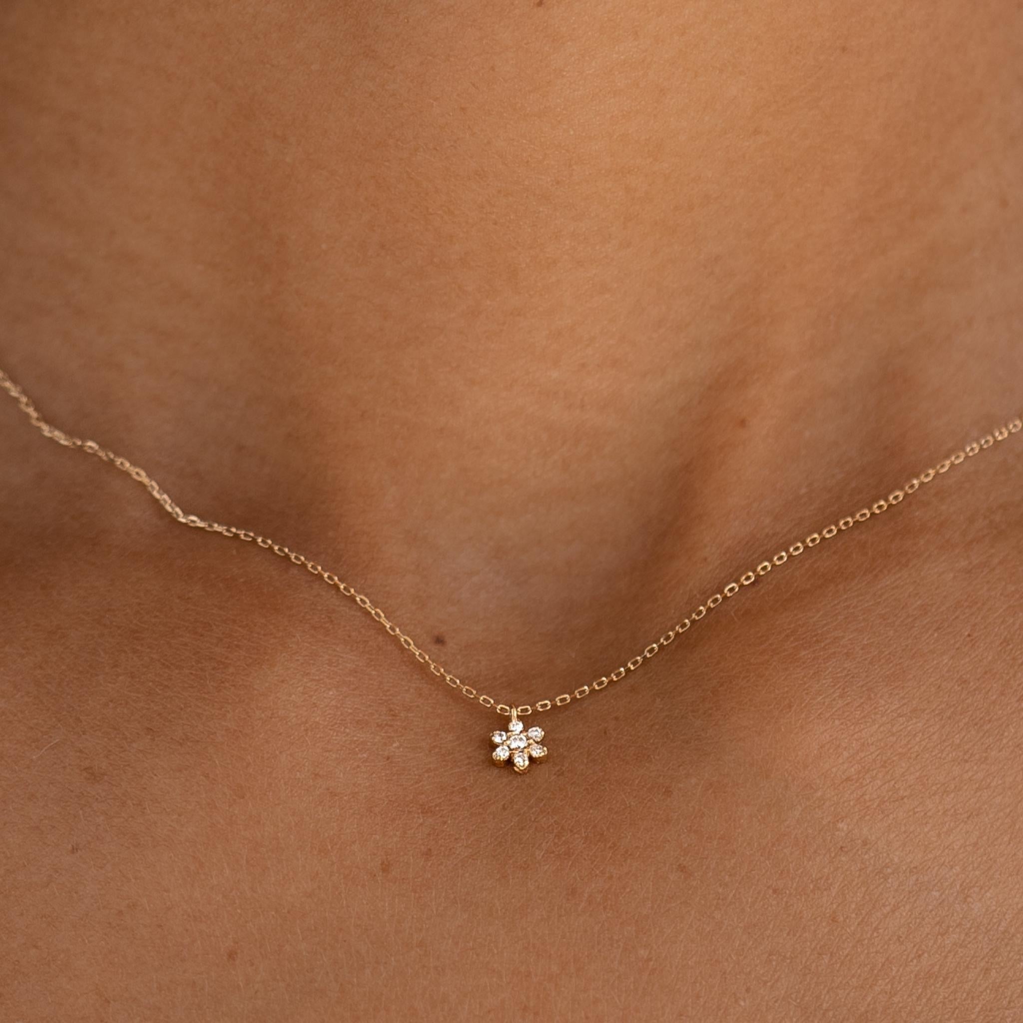 14K Gold Floral Diamond Necklace