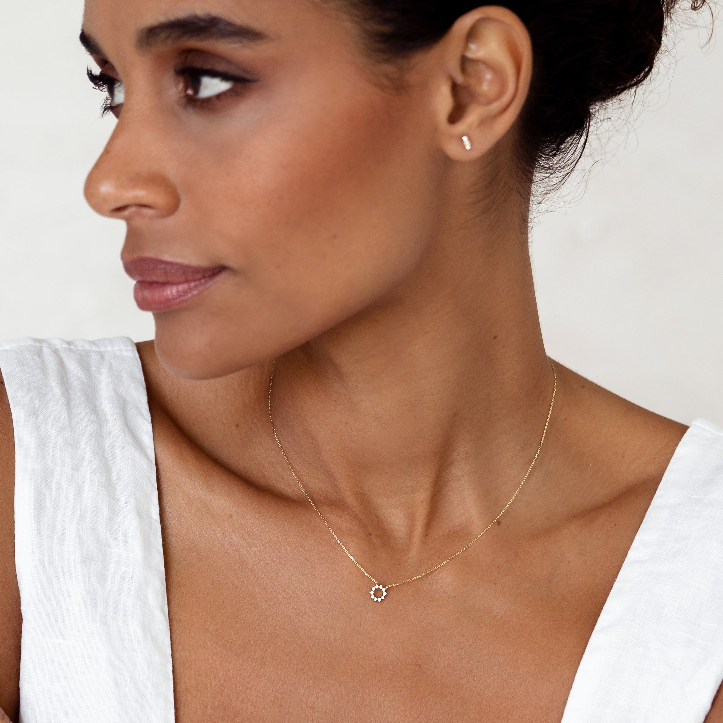 14K Gold Radiant Sun Diamond Necklace