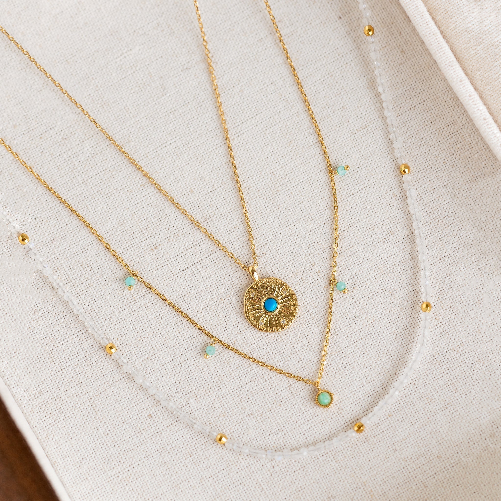 14K Gold bohemian Beaded Necklace