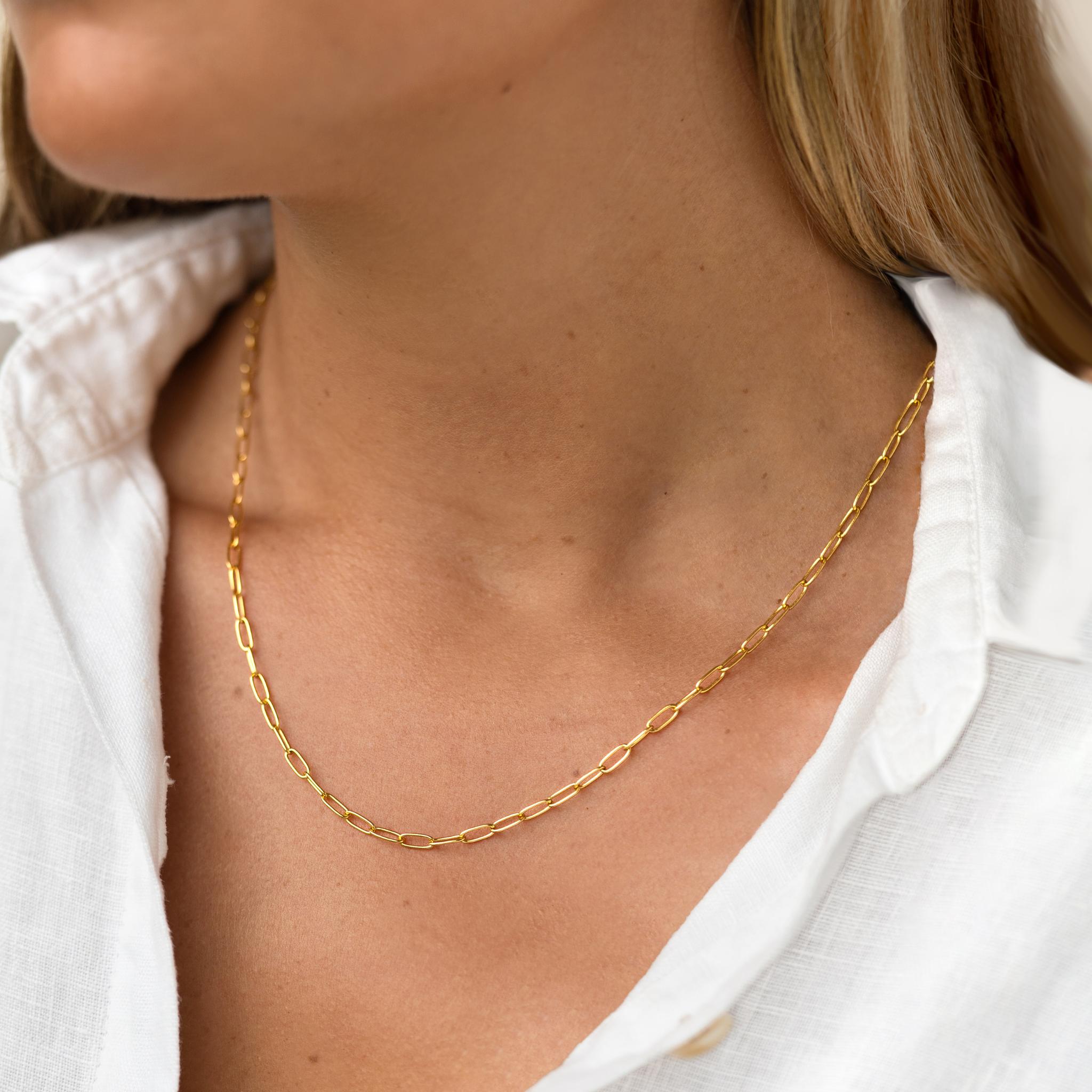 14K Gold Paperclip Chain Necklace