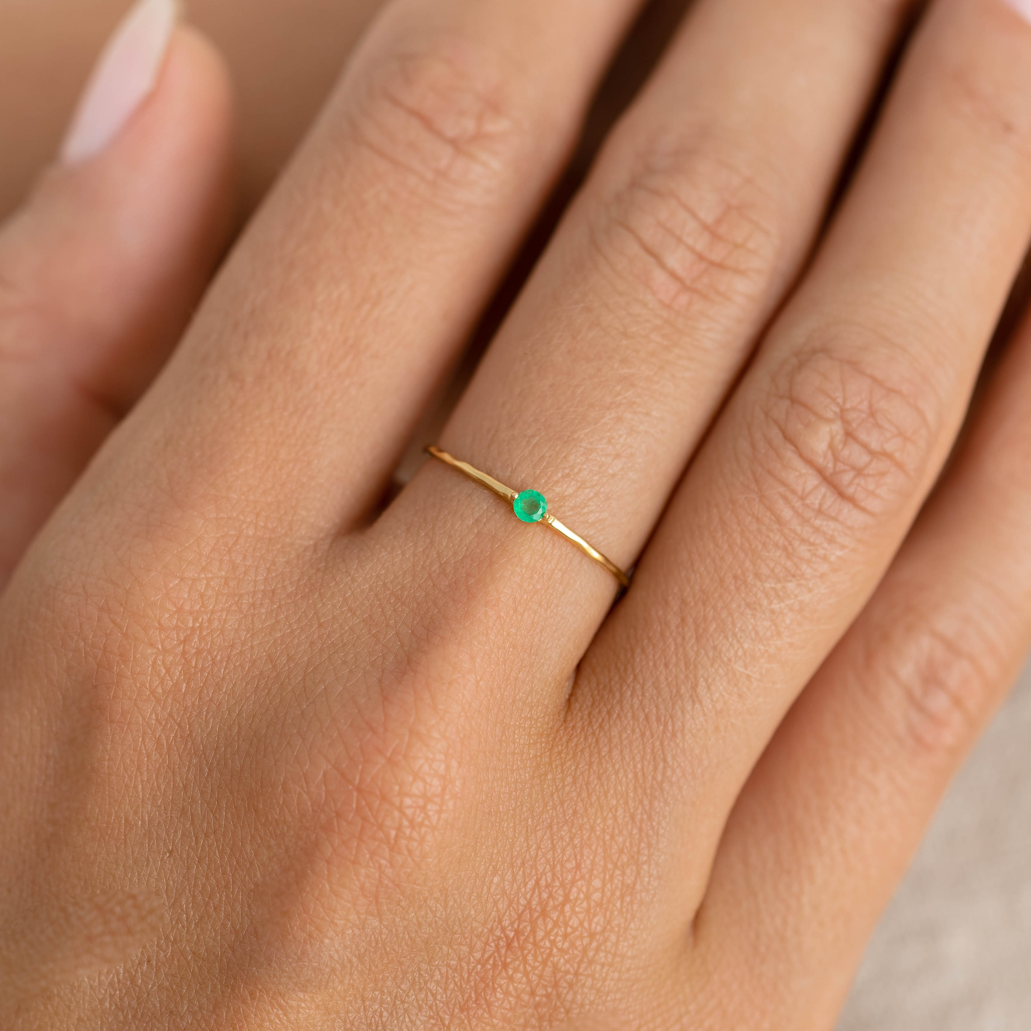 14K Gold Organically Shaped Emerald Ring