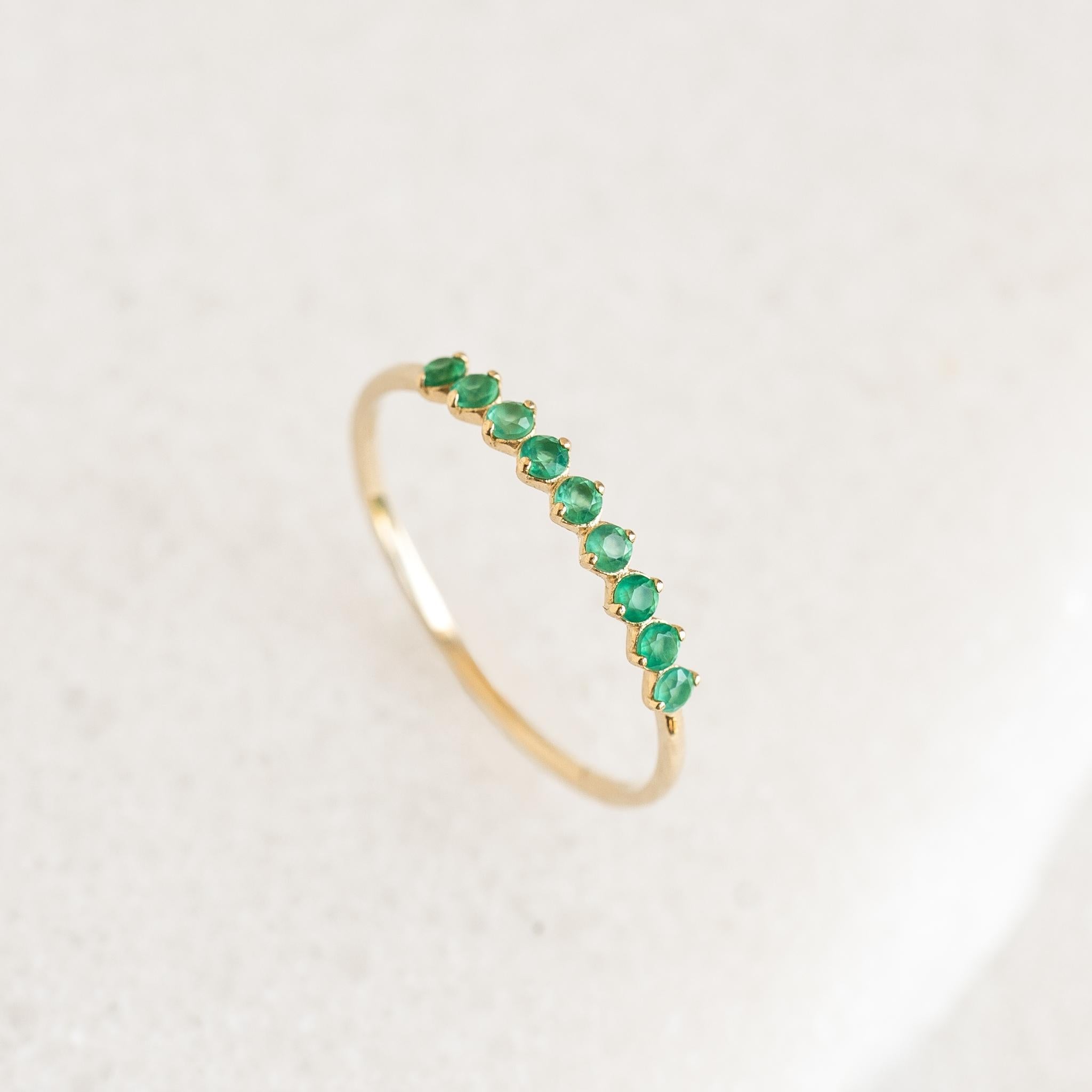 14K Gold Mystical Chalcedony Birthstone Ring - May