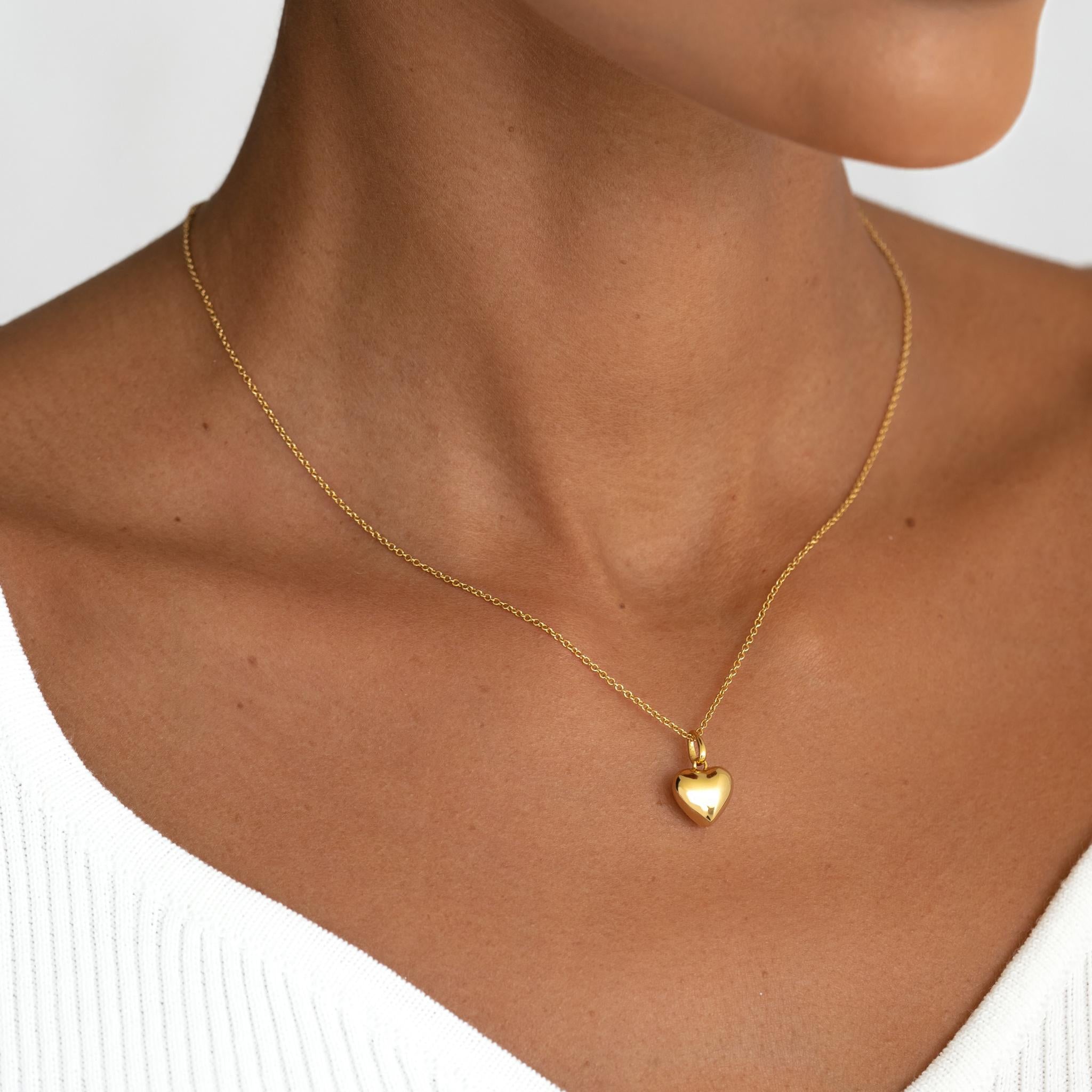 14K Gold Bold Heart Pendant Necklace