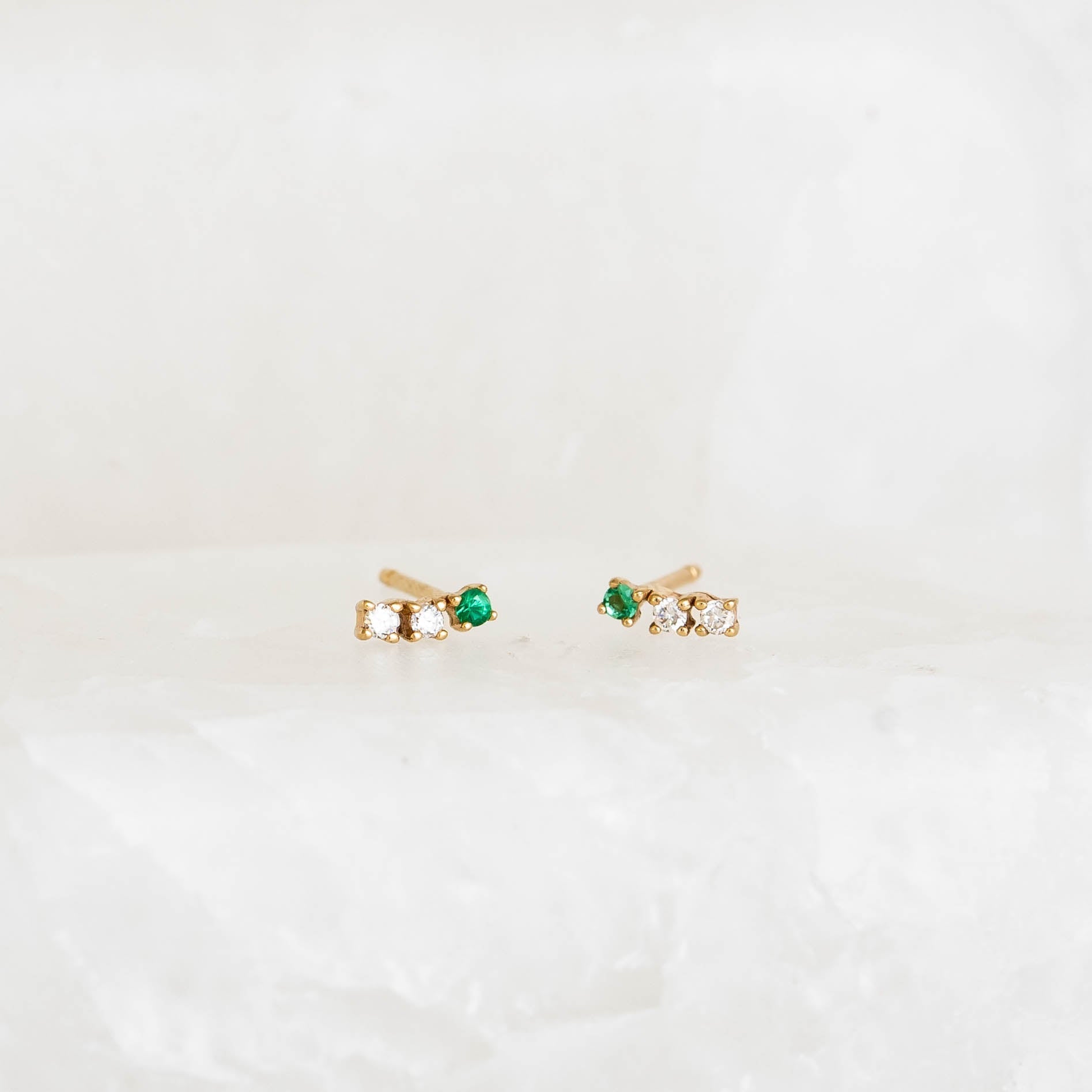 14K Gold Royal Garden Bar Stud Earrings