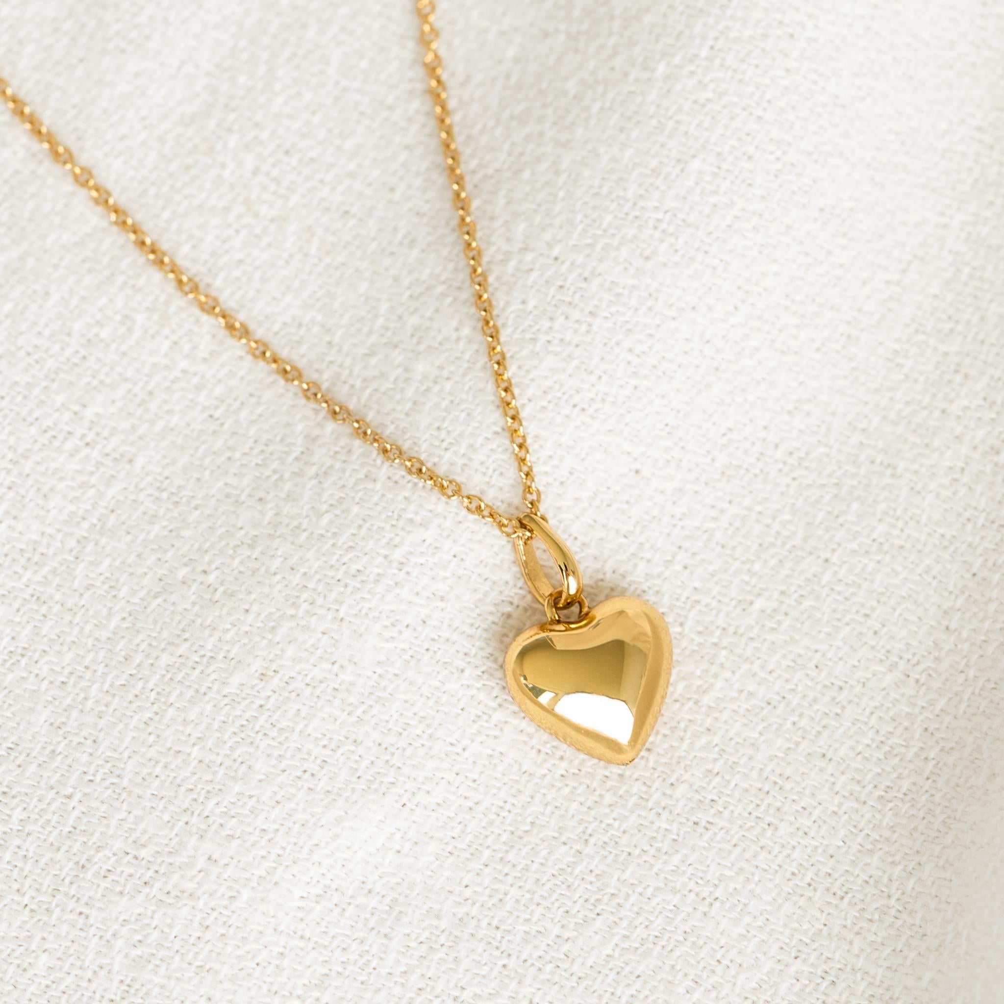 14K Gold Bold Heart Pendant Necklace