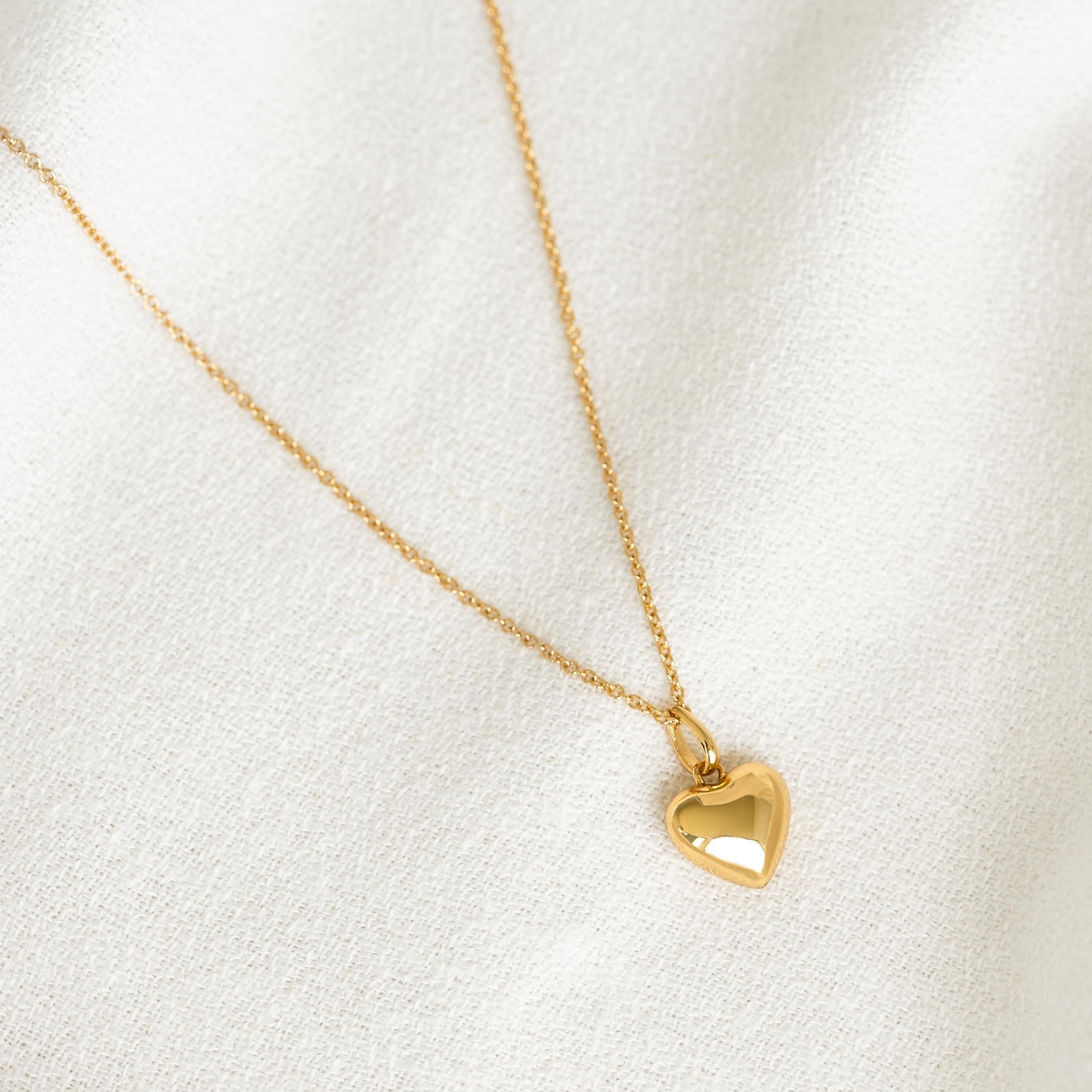 14K Gold Bold Heart Pendant Necklace