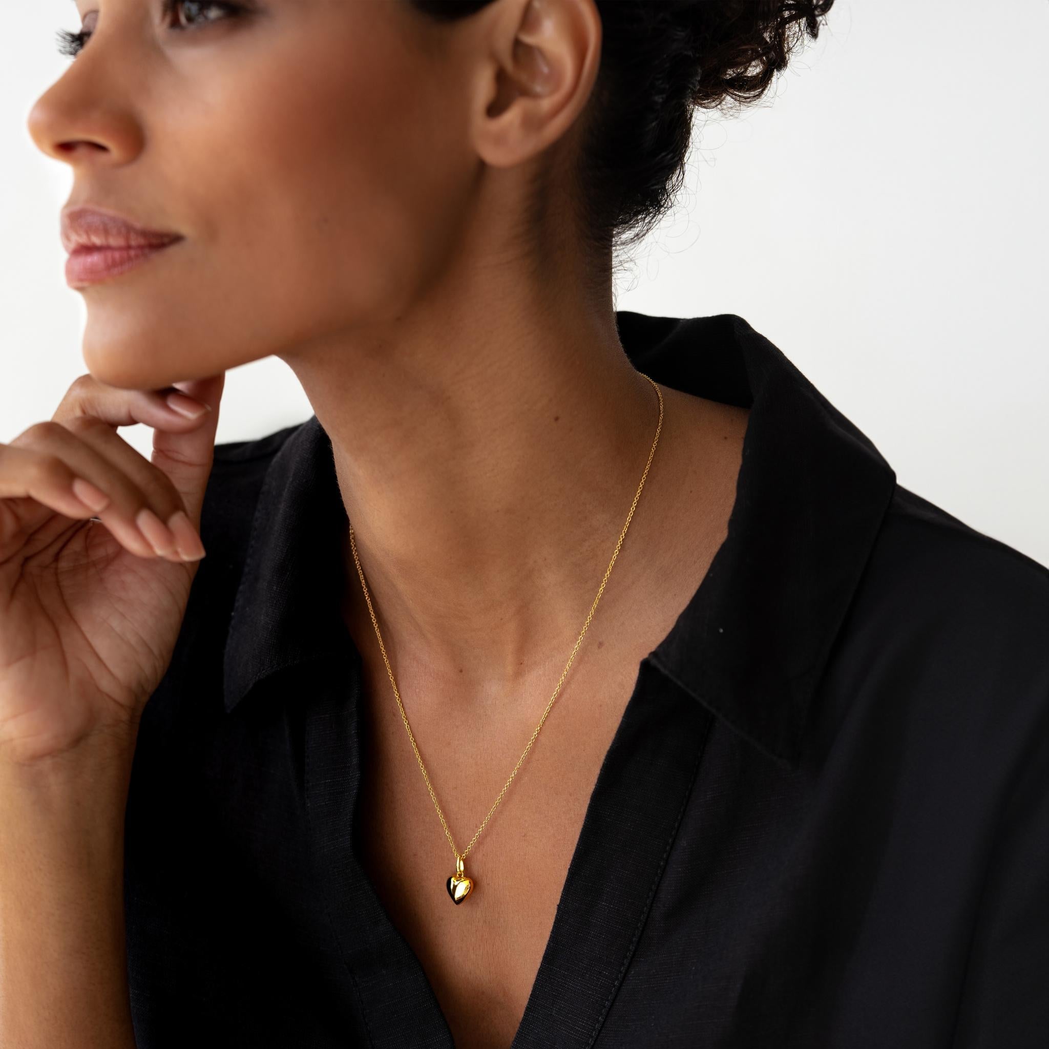 14K Gold Bold Heart Pendant Necklace