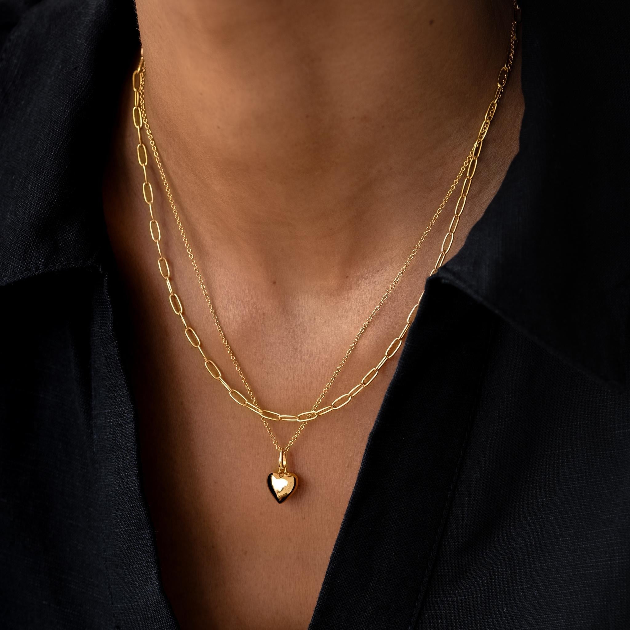 14K Gold Bold Heart Pendant Necklace