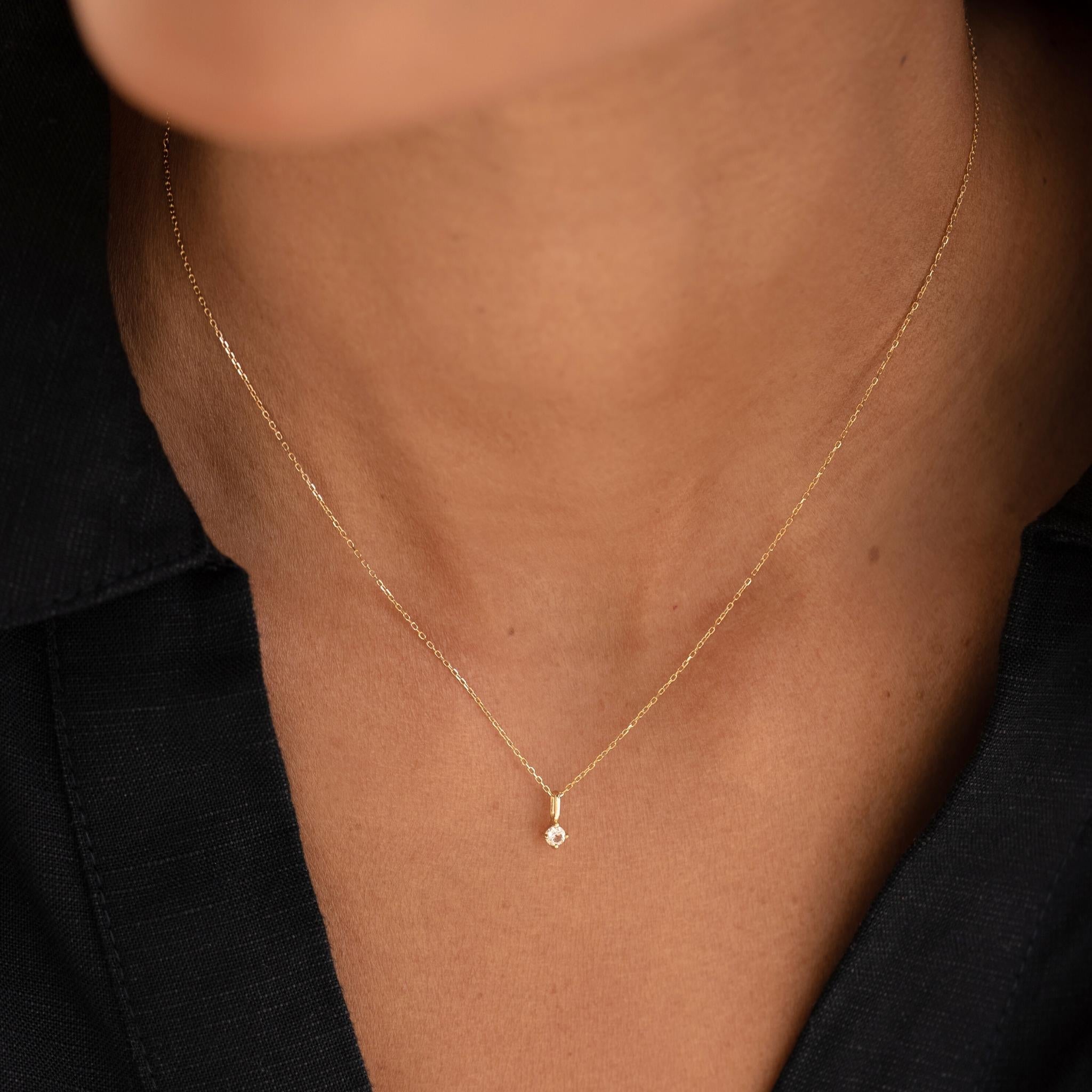 14K Gold Solitaire Diamond Pendant