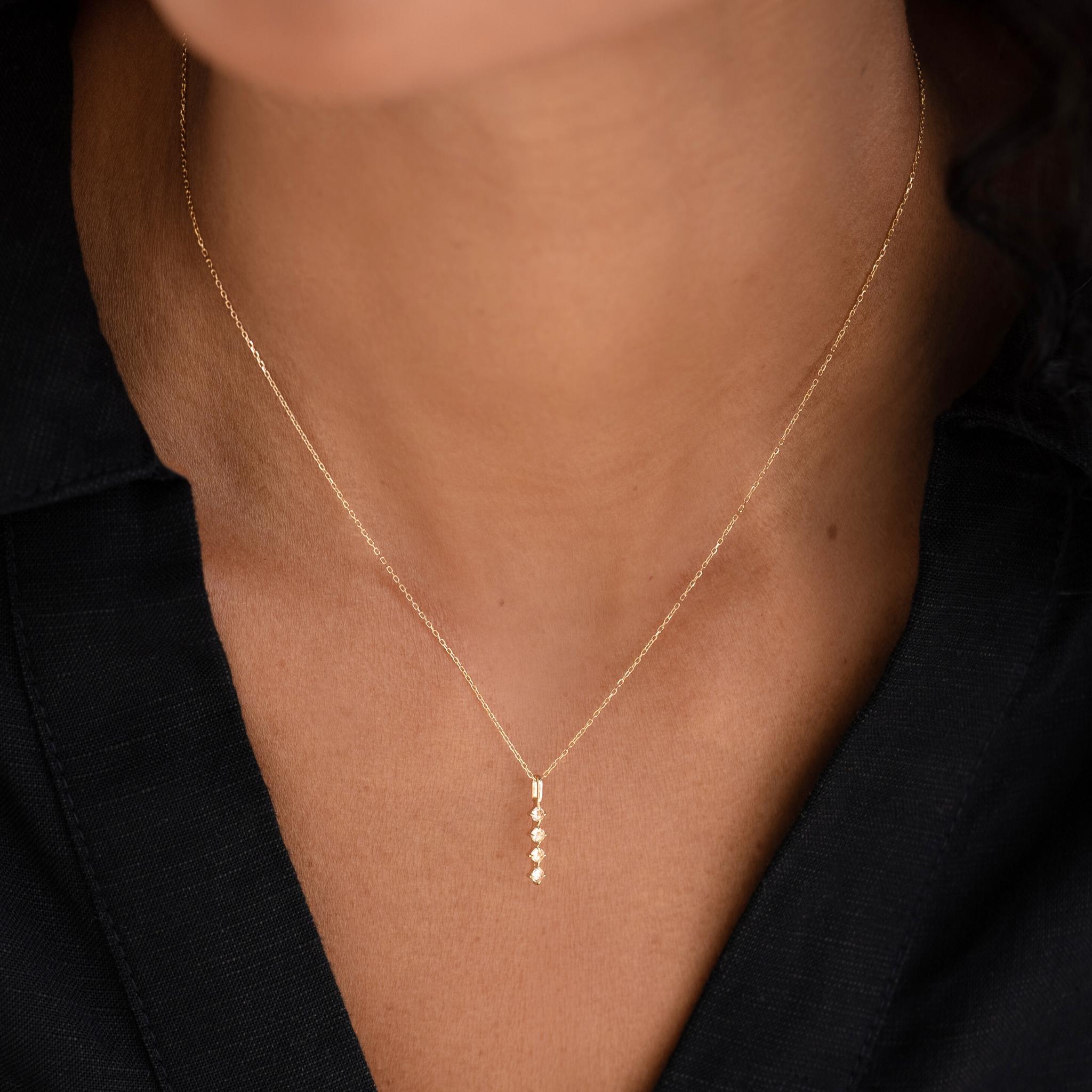 14K Gold Diamond Drop Bar Pendant