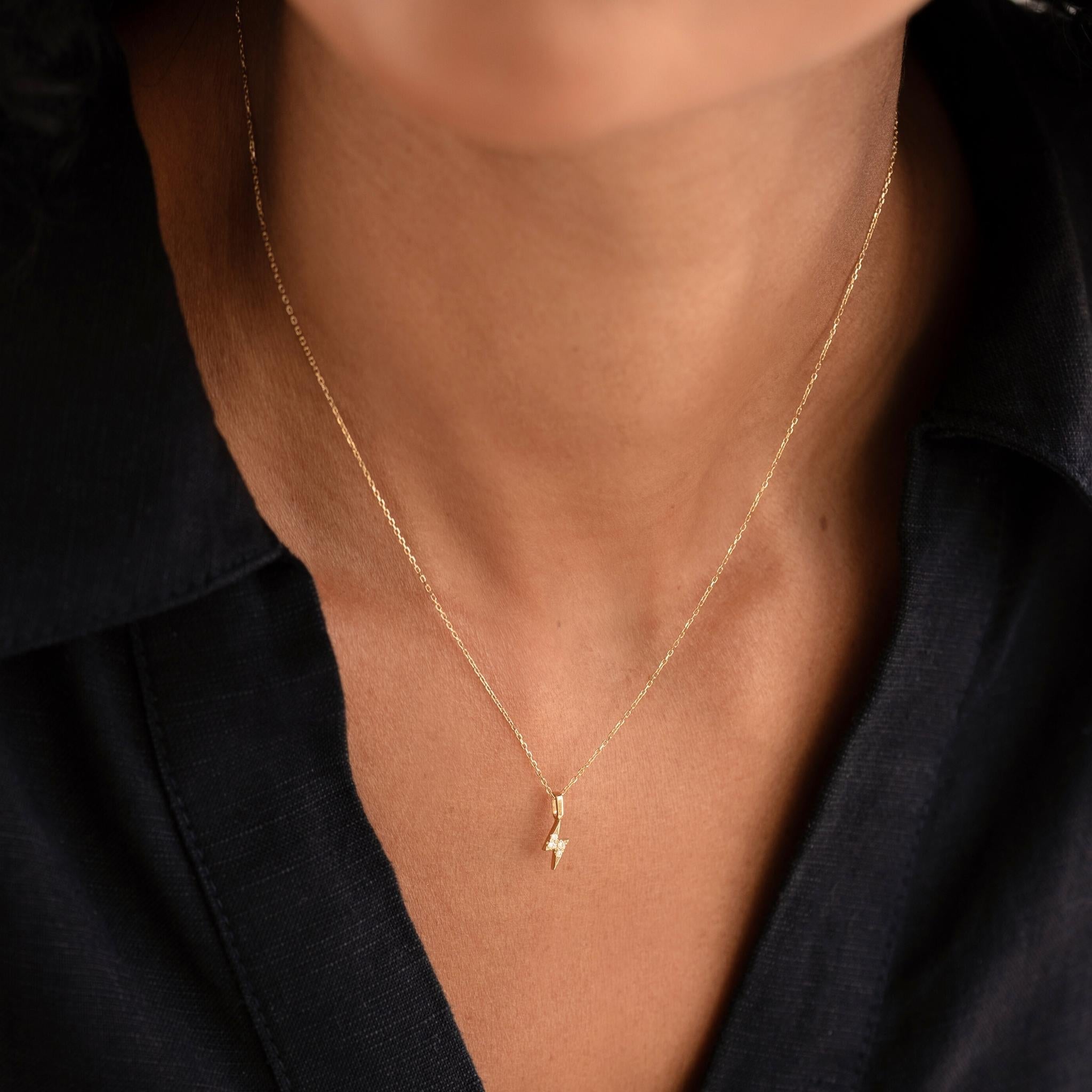 14K Gold Diamond-Accent Lightning Bolt Pendant
