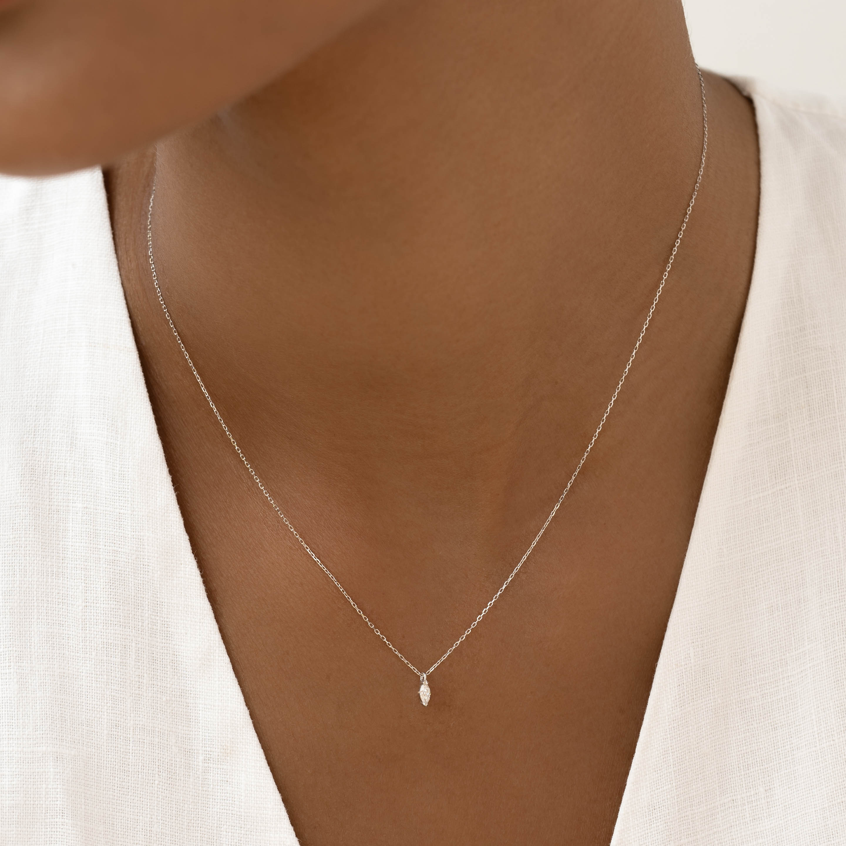 14K White Gold Aletta Marquise Diamond Necklace